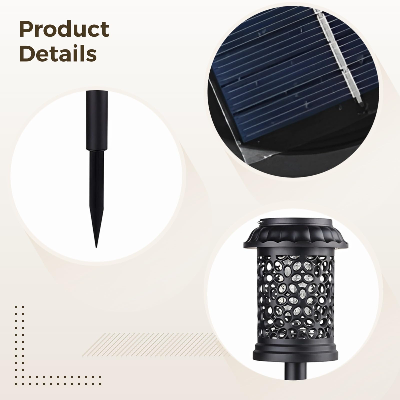 Dispositivos de luz solar para insectos impermeables para exteriores, unidades eléctricas con opciones de estaca para colgar y tierra, construcción de ABS y metal, modos de luz dual, juego de 2
