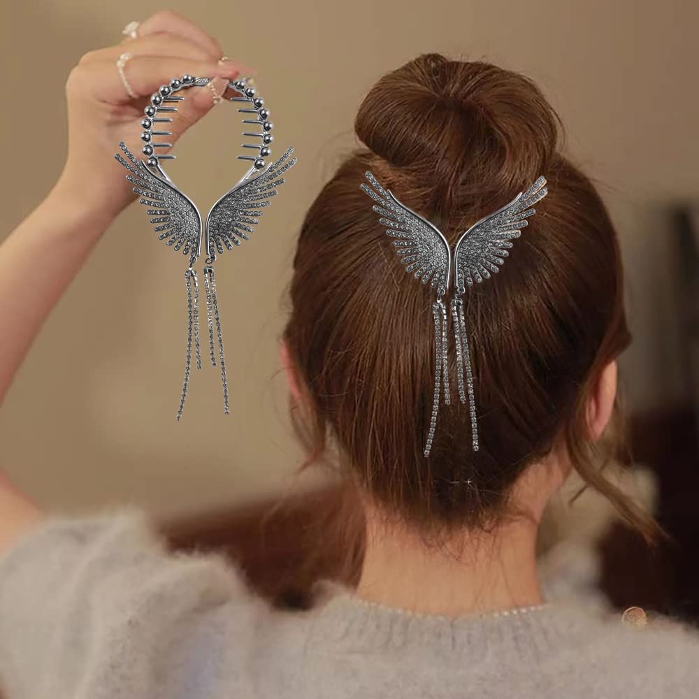 Amazon.com : Angel Butterfly Rhinestone Hair Clips, Black  display picture 1