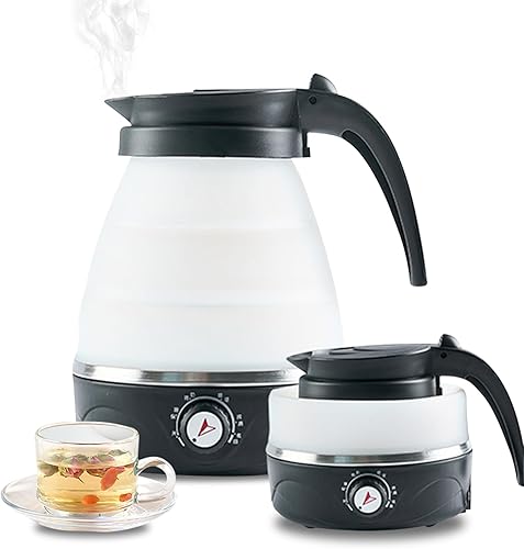 Hervidor eléctrico plegable portátil de viaje plegable de silicona de grado alimenticio, mini caldera de agua para café o té, olla de hervir agua