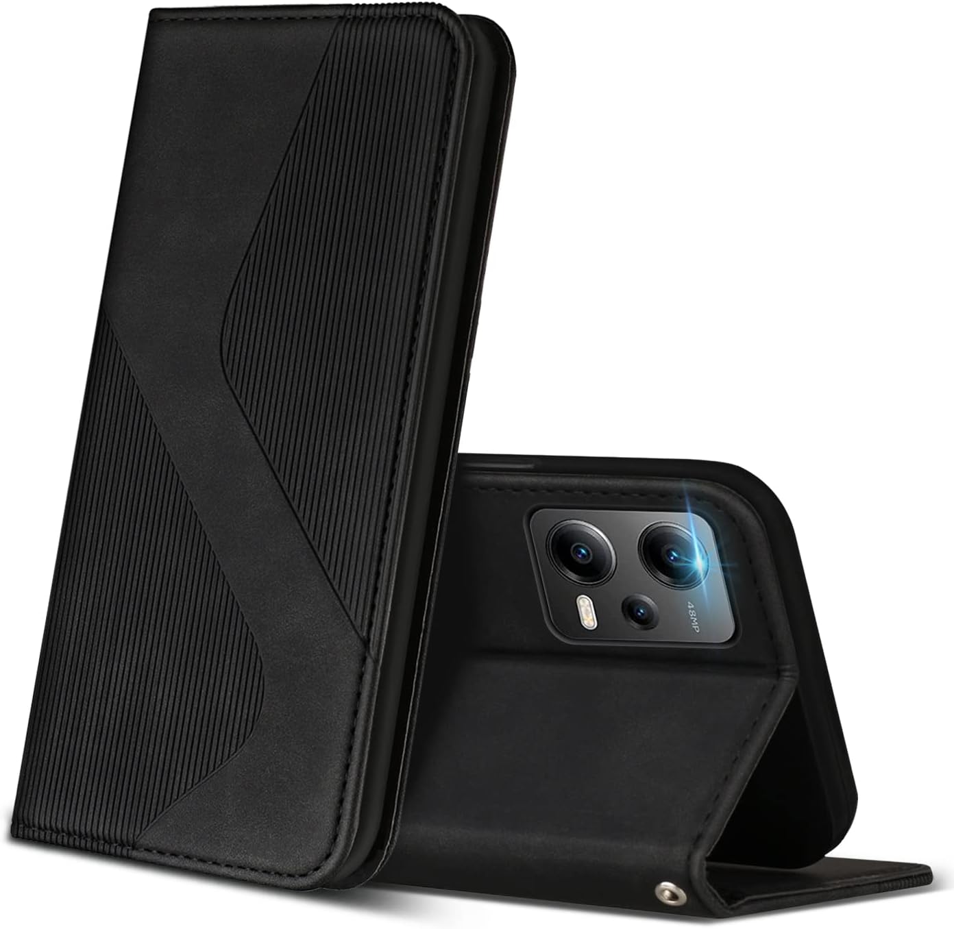 Cover Portafoglio Per Xiaomi Redmi Note 13 5G – Custodia A Libro Con Gatto Blu – Slot Per Carte E Supporto