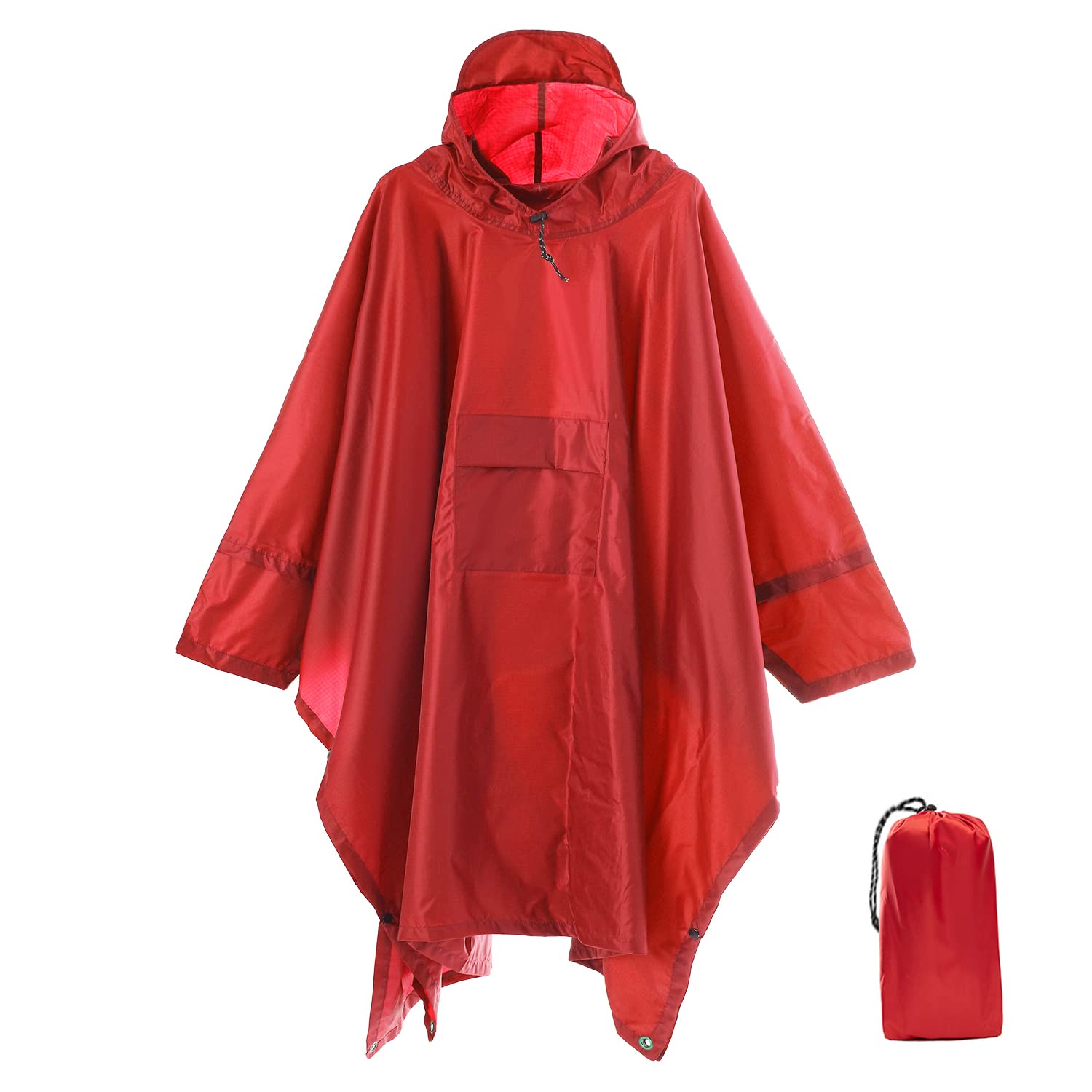Impermeable al Aire Libre Poncho de Lluvia Multifuncional Abrigos de Lluvia con Capucha Mujeres Hombres Ropa de Lluvia roja for Acampar Camping Senderismo Impermeable de Viaje (Color : Red)