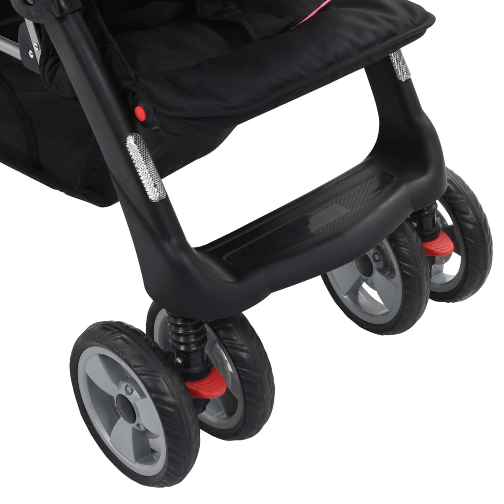 Passeggino Gemellare a Tandem Rosa e Nero in Acciaio,Bebè e bimbi,Trasporto bebè,Passeggini(SPU:10157)