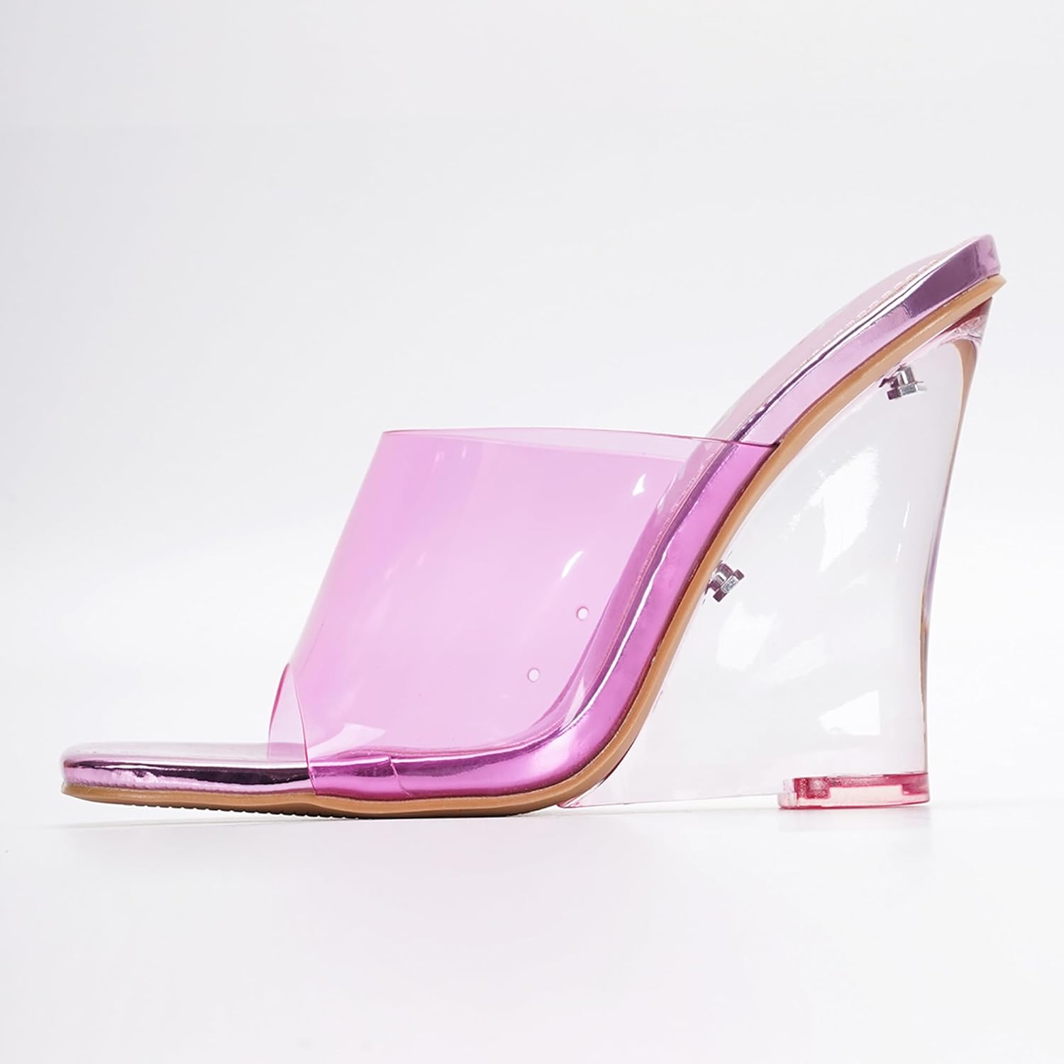 Slip On Clear Wedge Heels for Women - Square Toe Comfortable Lightweight Dressy Shoes, Summer Casual Outfits (MALA) - Image 4