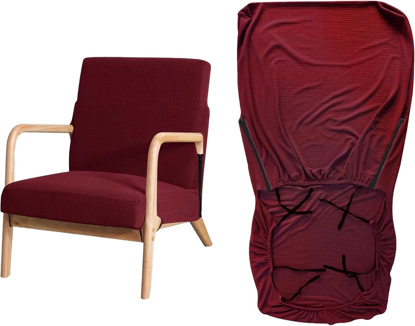 YongXinMY Stretch Arm Chair Covers - Mid-Century Modern Upholstered Protector Wooden Armchair Slipcover Elastic Furniture Protector for Living Room Hotel Reading Chair Single Sofa (#5)