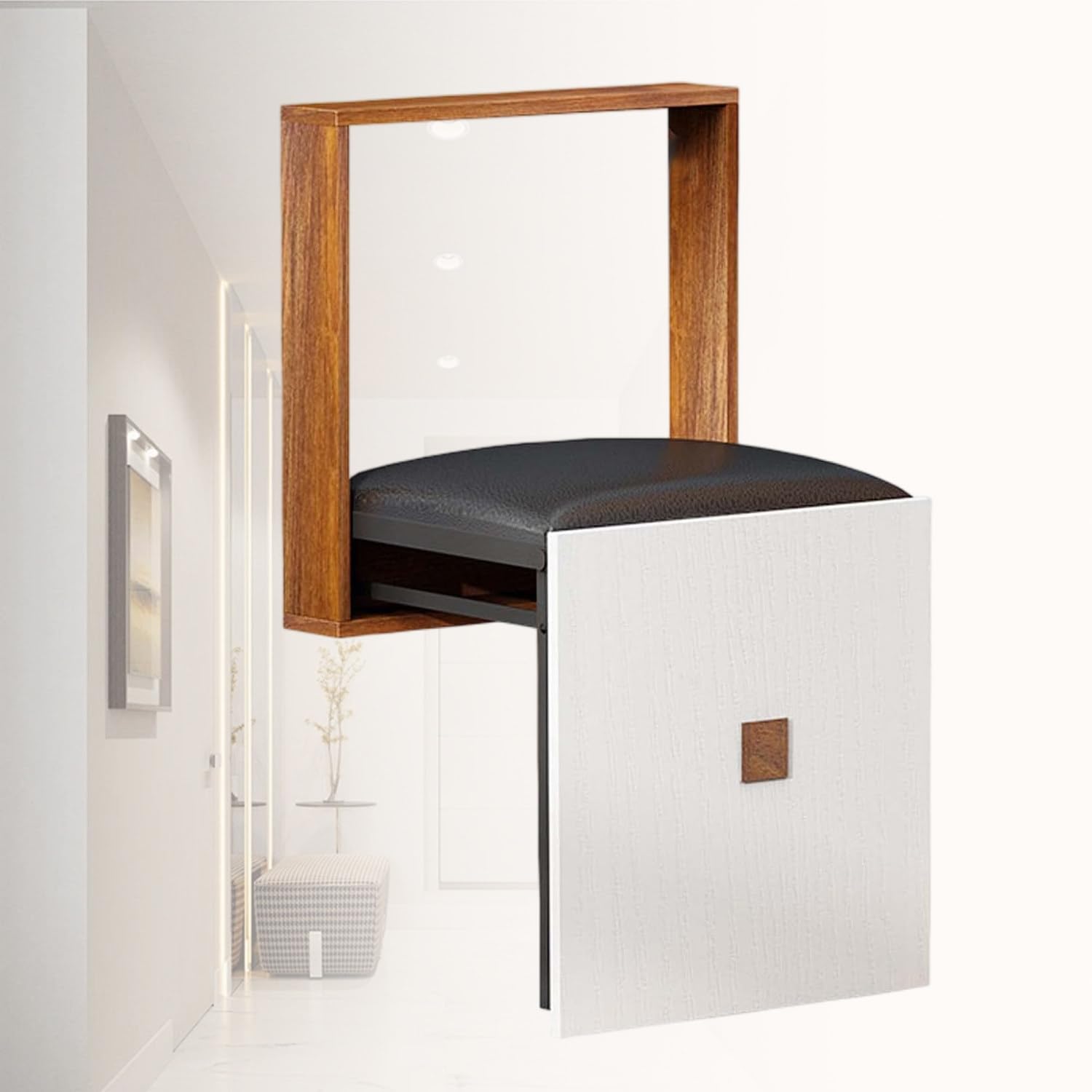 Lshfyv C Shoe Hanging Stool Bench, Wall-Mounted Invisible Shoe-Hanging Stool, Wall-Mounted Folding Hair Invisible With Pu Leather, Fold Down Shower Seat Wall Mounted, Shoe Hanging Stool, Space Saving,