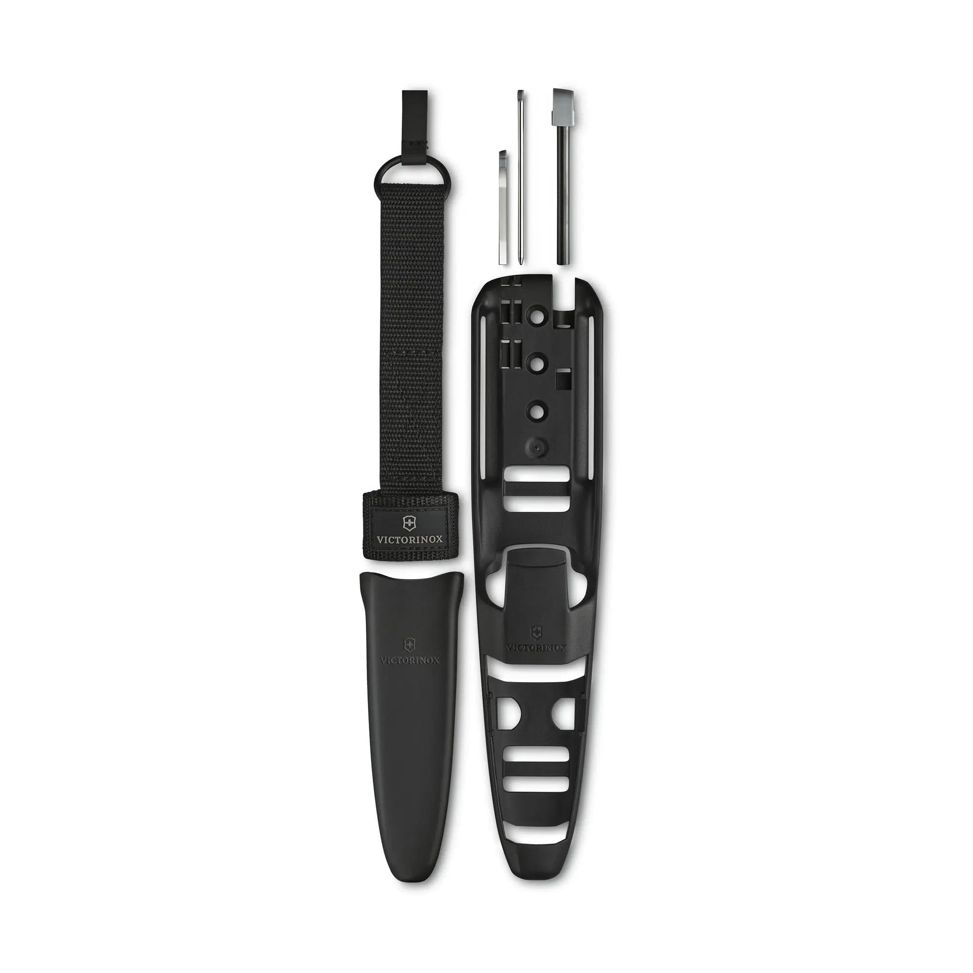 Victorinox Taschenmesser Venture Pro, 9 Funktionen, Feststehendes Outdoor Messer Inkl. 10,5 cm Klinge, Pinzette und Feuerstahl, Full Tang, Schwarz