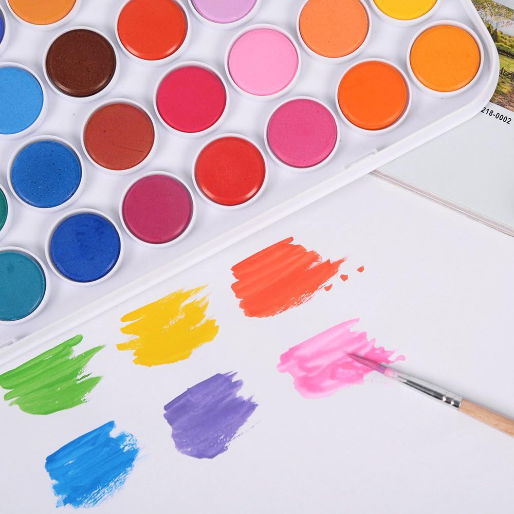 conda Solid Watercolor Paint Set 36 Assorted Colors with Plastic Palette In CA Warehouse