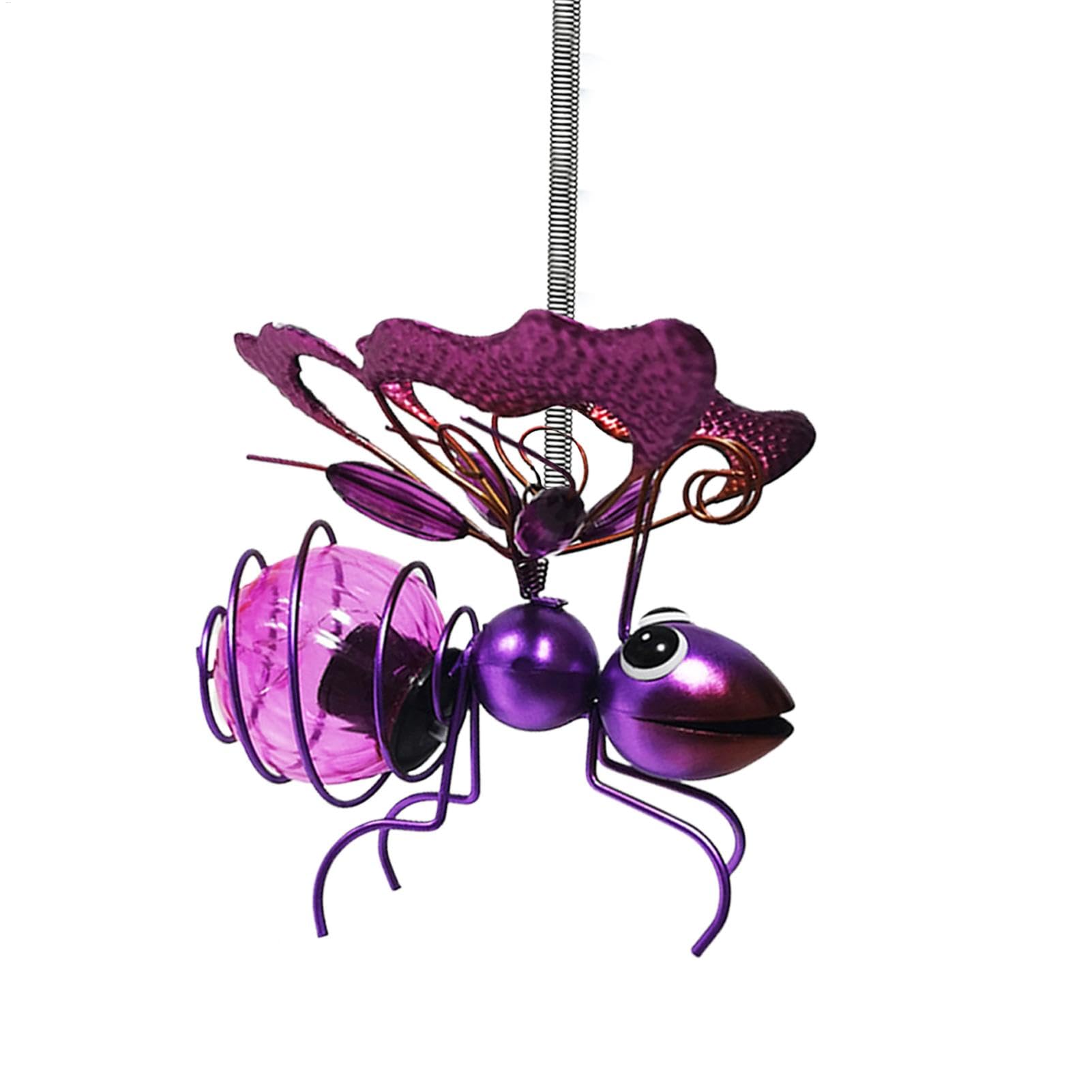 Luces solares de mariposa, lámparas solares colgantes de abeja voladora, mariposa decorativa de metal, decoraciones de patio al aire libre, para patio, porche, iluminación de jardín, (dorado/azul