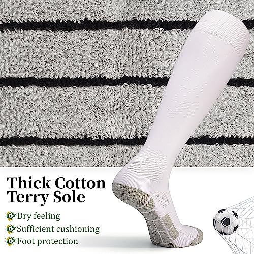 GRPSKCOS Black White Soccer Socks 2 pairs- Team Sports Athletic Football Baseball Long Socks for Youth Boys Kids Men Women2