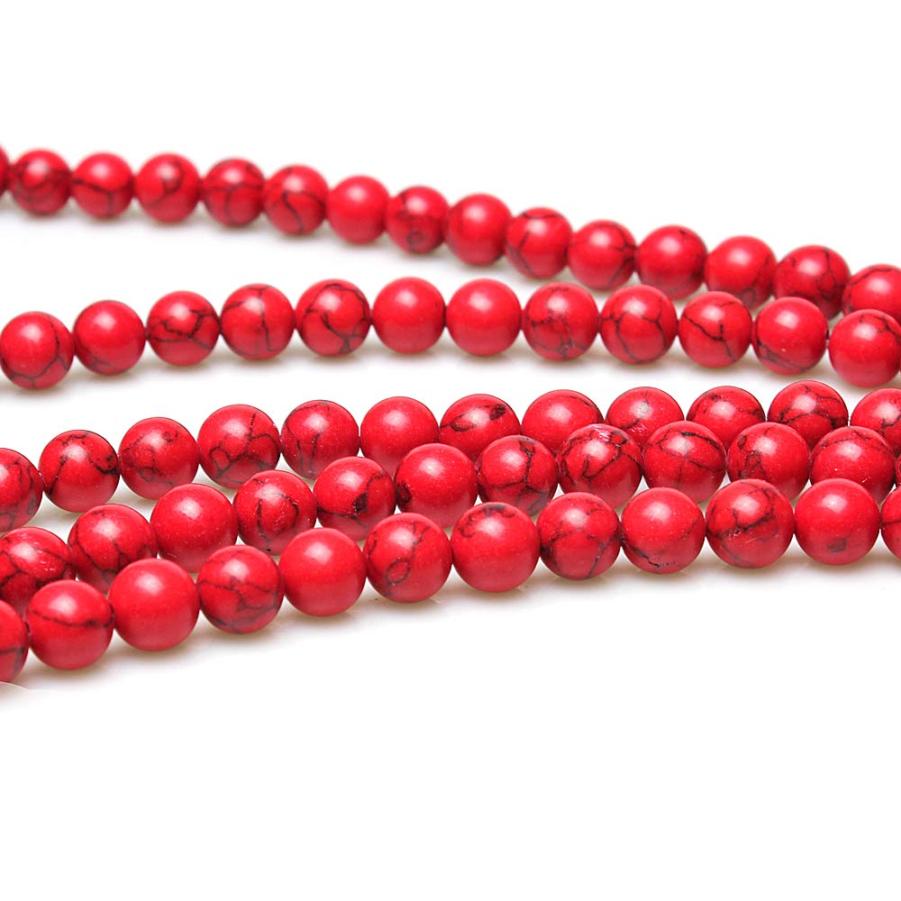 MJDCB 12mm 30 piezas Cuentas de Piedra Turquesa Rojo Sintéticas Redondas Sueltas Piedras Semipreciosas para Hacer Joyas Pulseras Collares — view 4