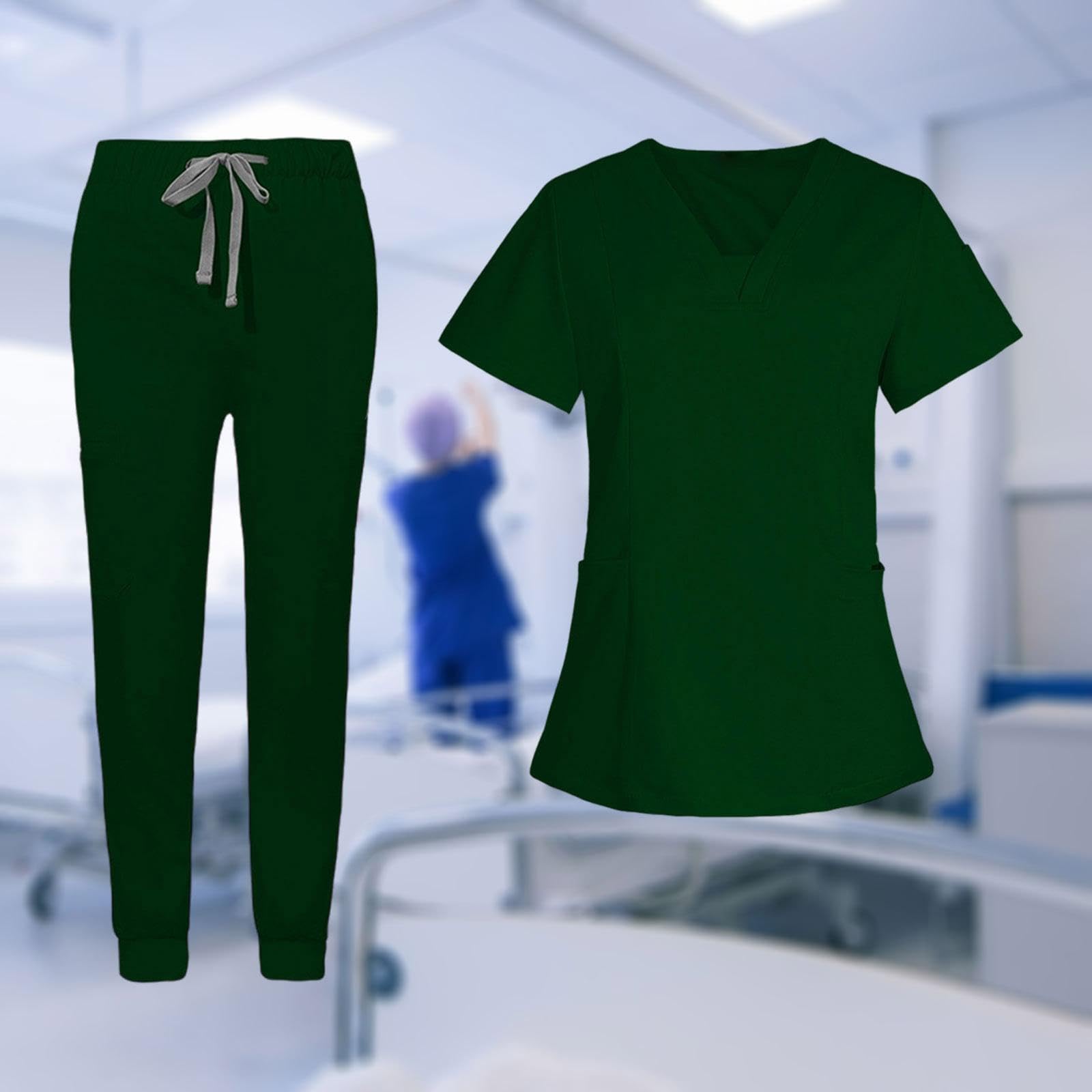 Berufsbekleidung für Pflegekräfte, Pflegeuniform, Schlupf Kasack, Strapazierfähige, Maschinenwaschbare, Knitterarme Jogginghose Ausschnitt, l, Dunkelgrün