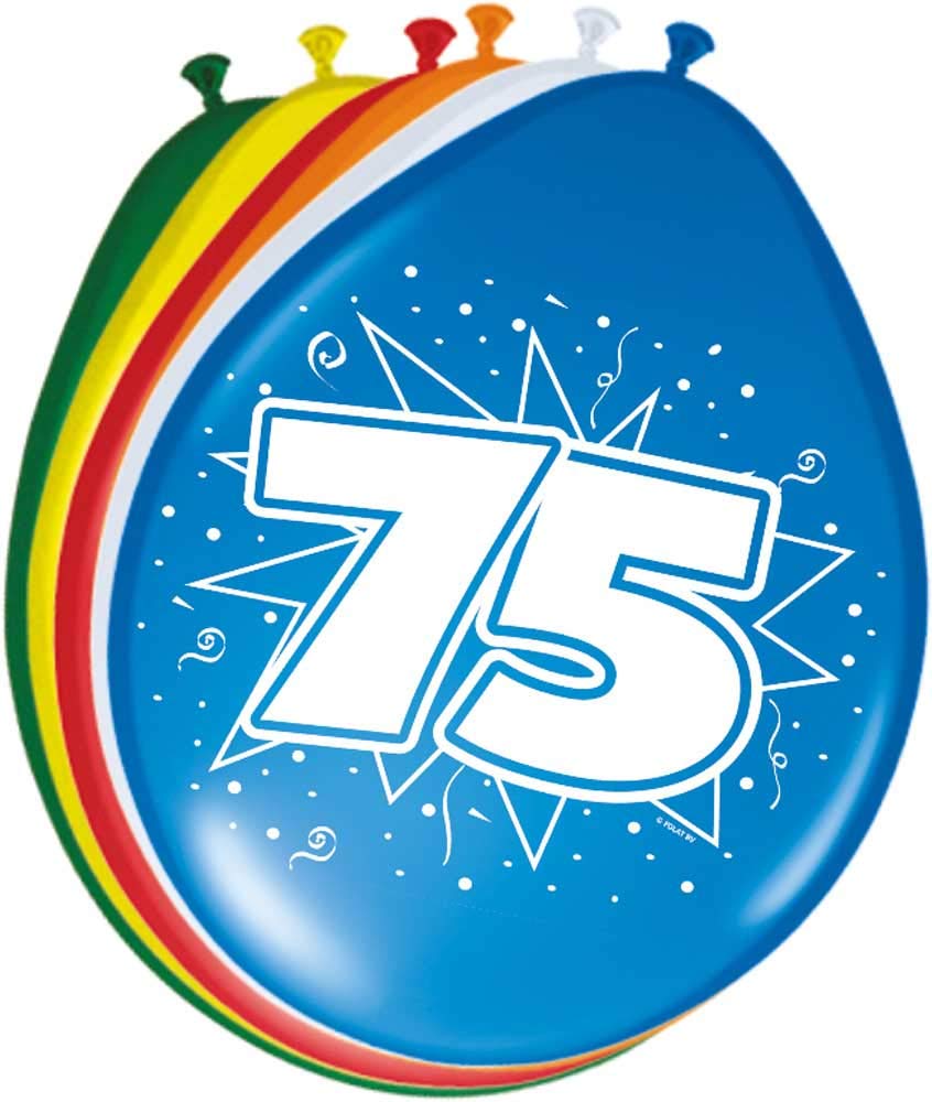 Folat 08275 - Zahlenballons/Ballon mit Zahl 75-12" / 30 cm - 8 STK.