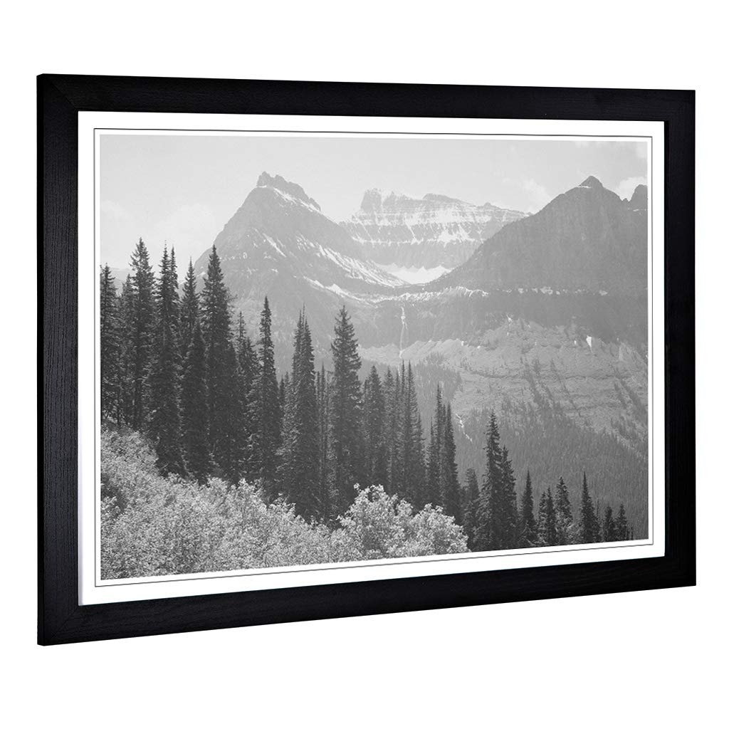Big Box Art Framed Print of Ansel Adams Glacier National Park Montana 3 Design | Wall Art Picture | Home Decor for Kitchen, Living Room, Bedroom, Hallway, Black, A2 / 24.5x18 Inch / 62x45cm