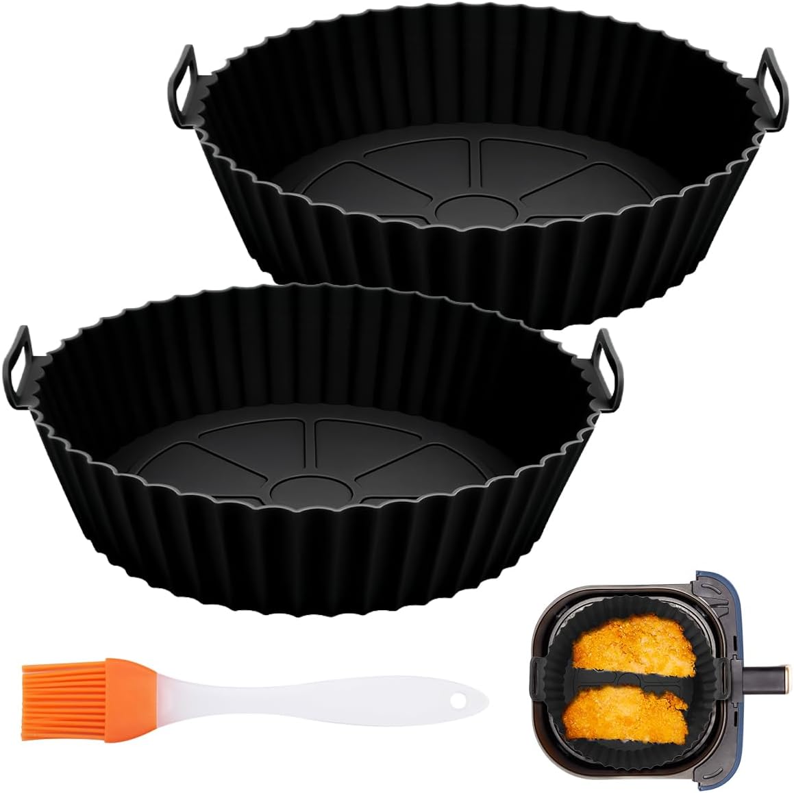 2 silikonowe formy Airfryer, 20 cm silikonowa forma do frytkownic powietrznych, okrągła silikonowa forma Airfryer, akcesoria do frytkownic powietrznych, silikonowy wkład Air Fryer, wielokrotnego