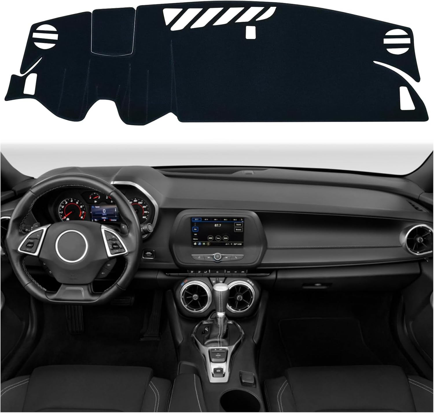 Dash Mat Cover for Chevrolet Camaro 2016-2024 | Custom Fit for HUD & Non-HUD Models | UV & Heat Resistant | Anti-Slip Design | Interior Dashboard Protector