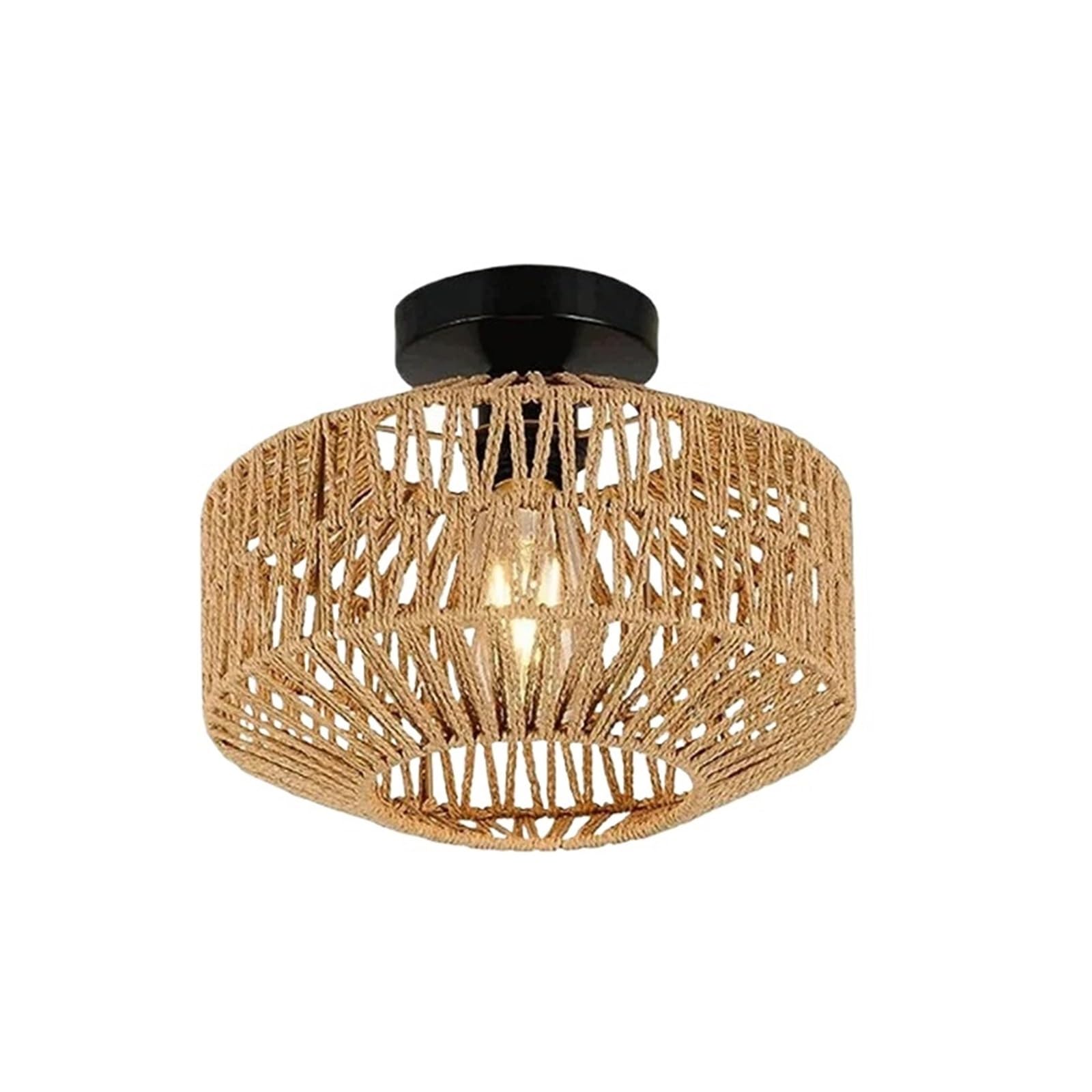 Rattan Lampshade Classic Ceiling Light Handmade Rattan Weaving Hanging Chandelier Lamps(Ceiling Light,No Bulb)