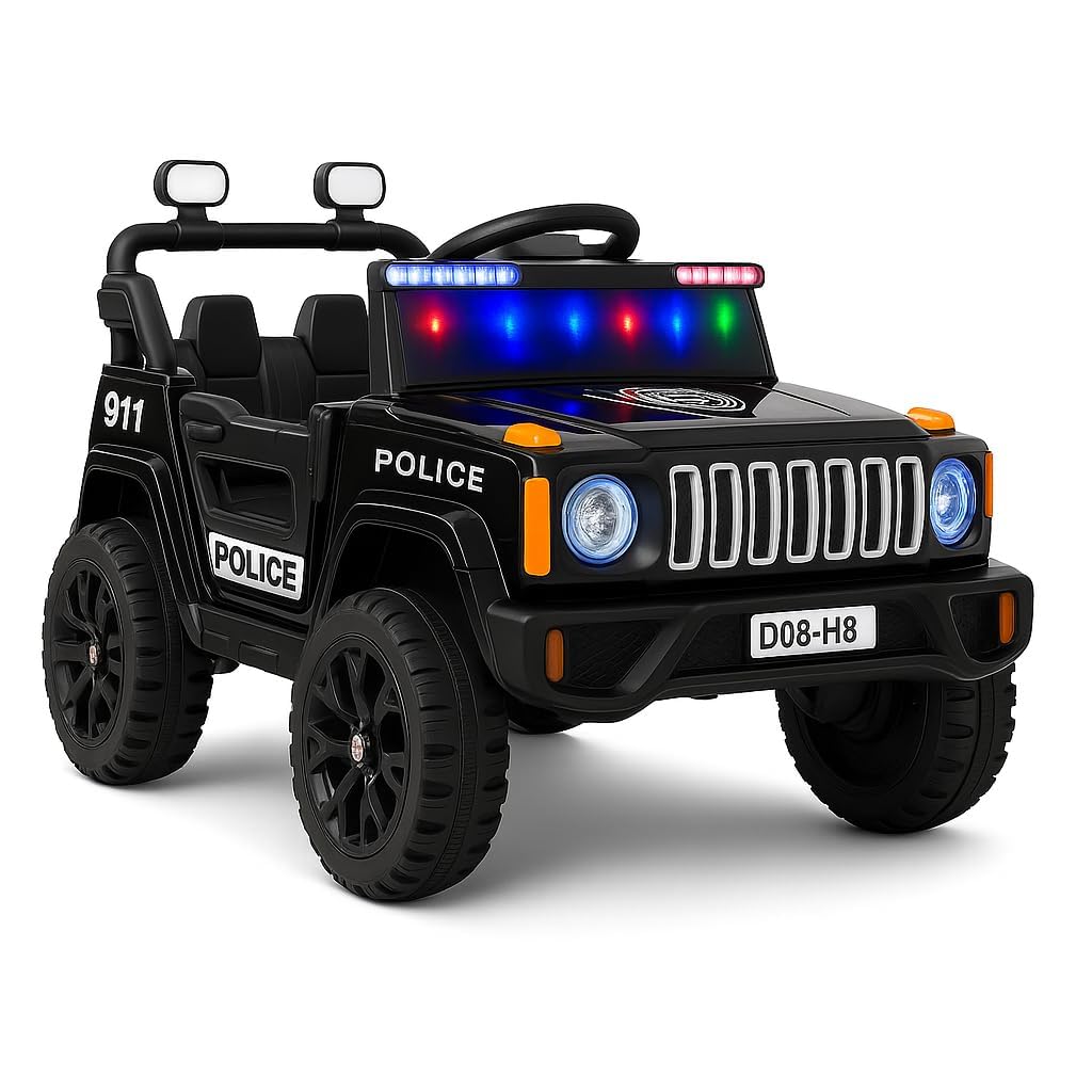 SKYA STAR Thunder Battery Operated Electric Ride-on Jeep for Kids | Baby Car, 4x4 Off-Road, LED Lights, Music, Remote Control [Age 1-5 Years, Black]