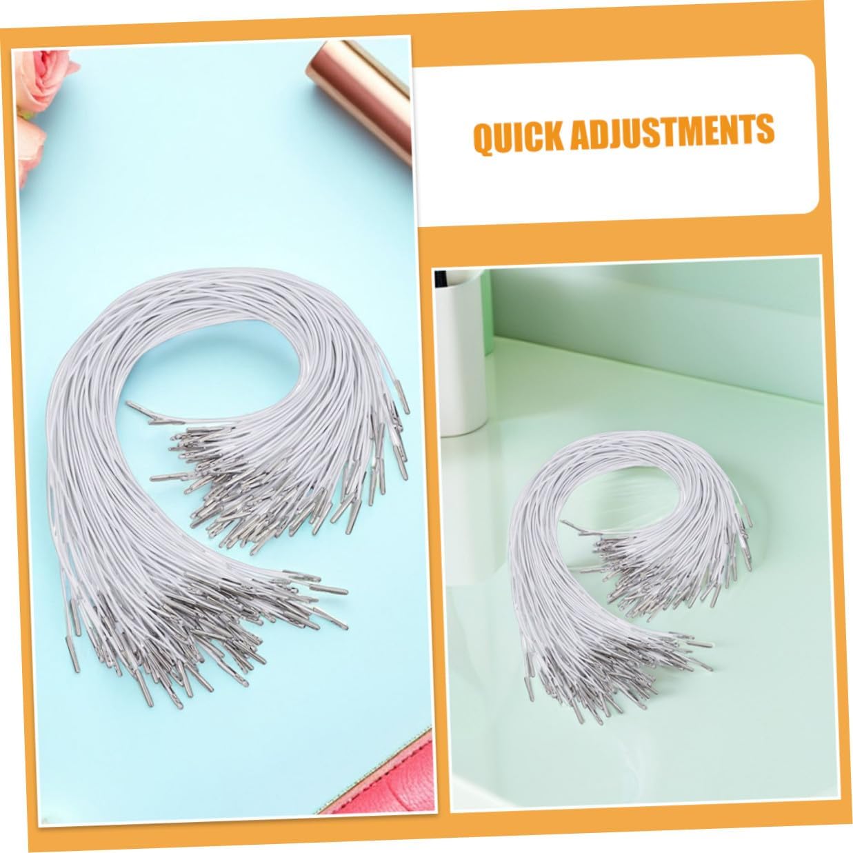 200pcs Elastic Hat Straps and Stretch String with Metal Ends Elastic Ropes for Masks and Birthday Hats DIY Sewing Cord for Mask Making and Craft Accessories