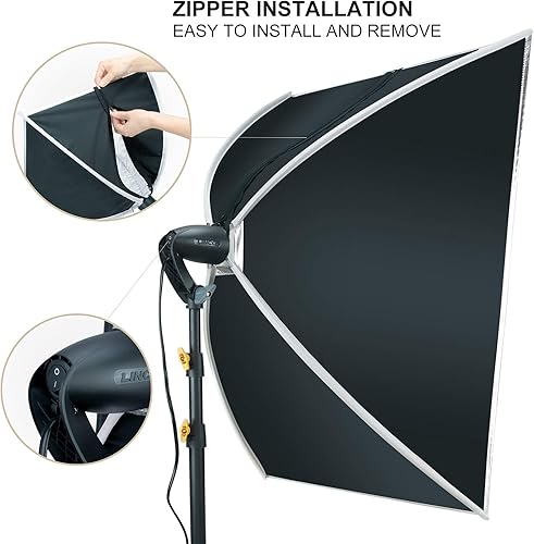 Miniatura 3 de LINCO Kit de iluminación LED Softbox de fotografía de 20 x 28 pulgadas, equipo de luz de estudio de fotografía profesional con bombilla LED de maíz