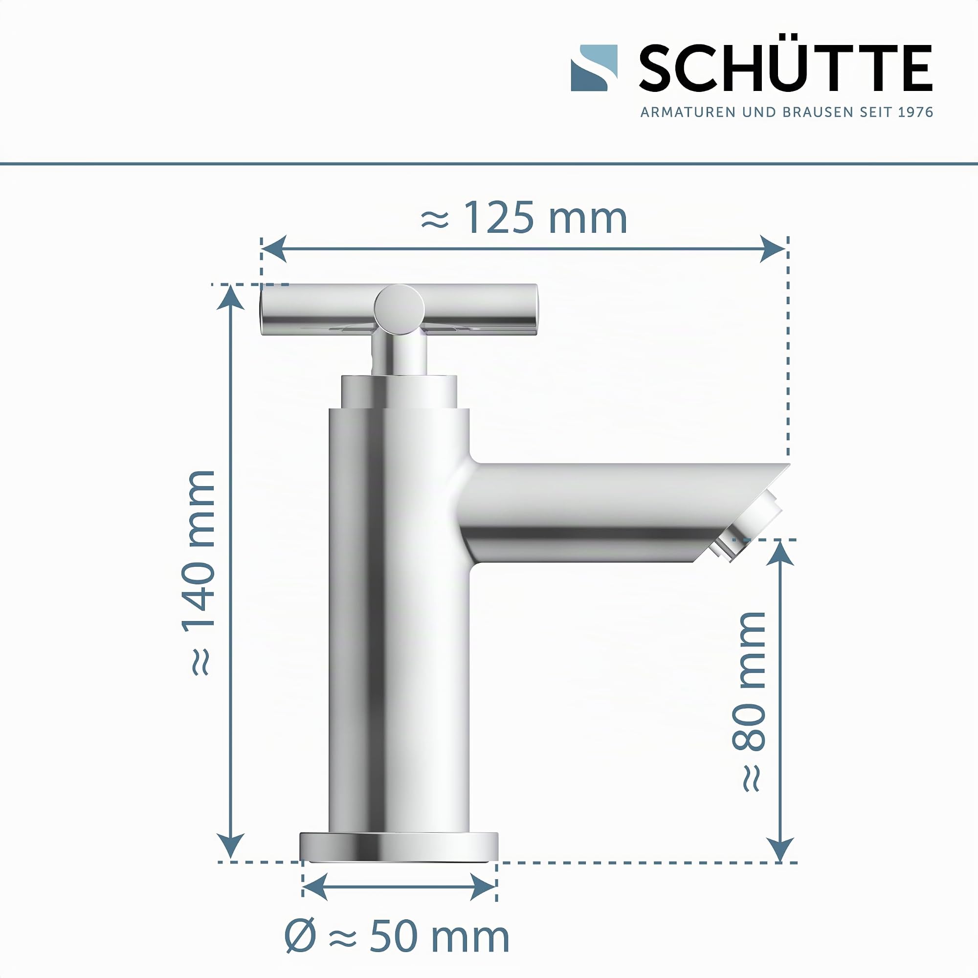 Schütte MATAO, Bagno Solo per Acqua Fredda, Rubinetto a Pedale con Maniglia a Croce Chic, 37956, Cromato