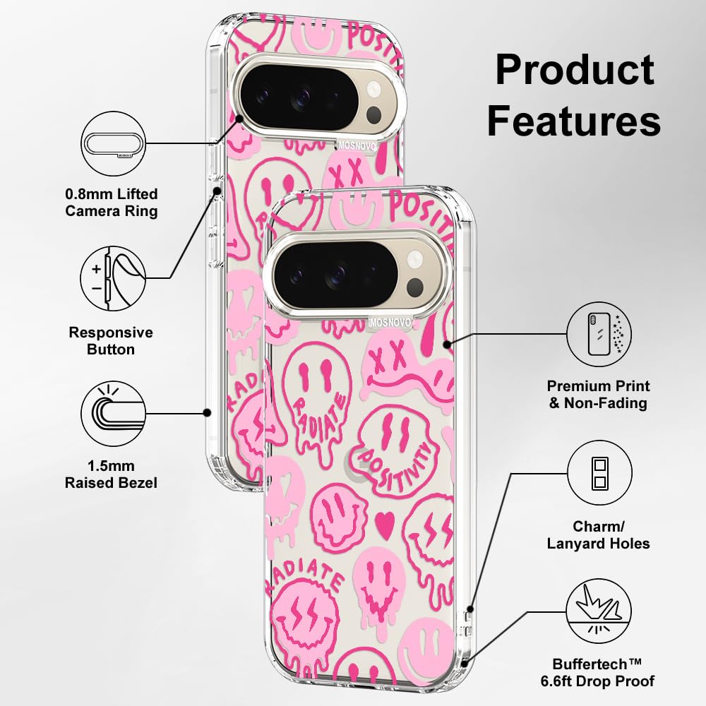 MOSNOVO Case for Google Pixel 10 & Pixel 10 Pro, [Buffertech 6.6ft Military-Grade Drop Protection] [Anti Peel Off Tech] Clear TPU Bumper Phone Case Cover Design - Cute Cherry — view 298