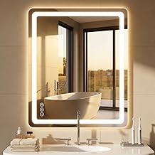 30" x 36" Led Bathroom Mirror with Lights, Anti-Fog &amp; Tri-Color Lighting - Wall Mounted Shaving Mirror with Touch Sensor, Waterproof &amp; Smart LED Vanity Mirror,Tempered Glass, Dimmable Smart Mirror