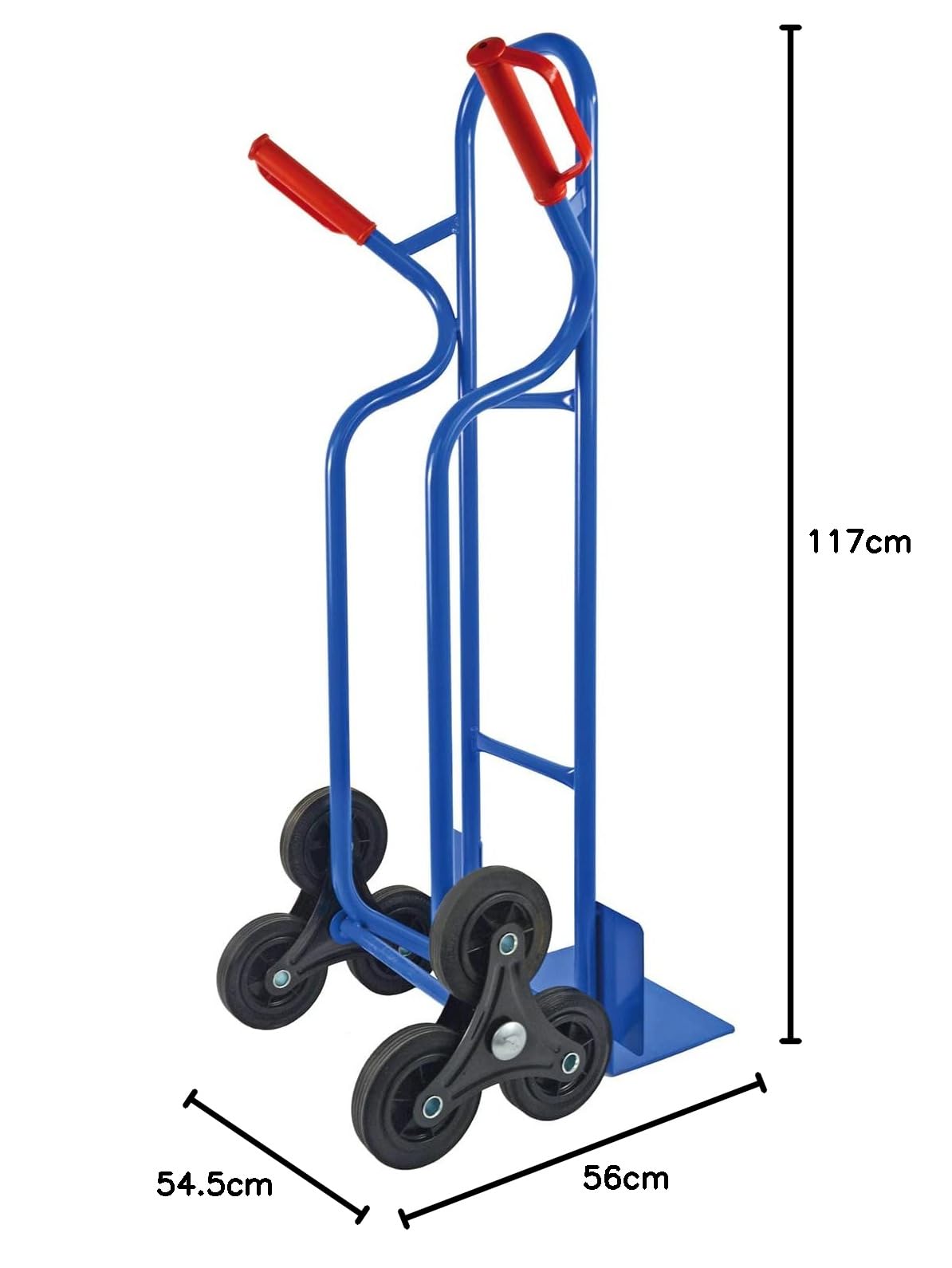 Trestles Profi Sackkarre 250kg Treppensteiger Sackkarre Vollgummireifen Sackkarren Transportkarre Treppensackkarre Treppenkarre S04HS blau | Stabiler Stahlrahmen | große Schaufel | Sicherheitsgriffe