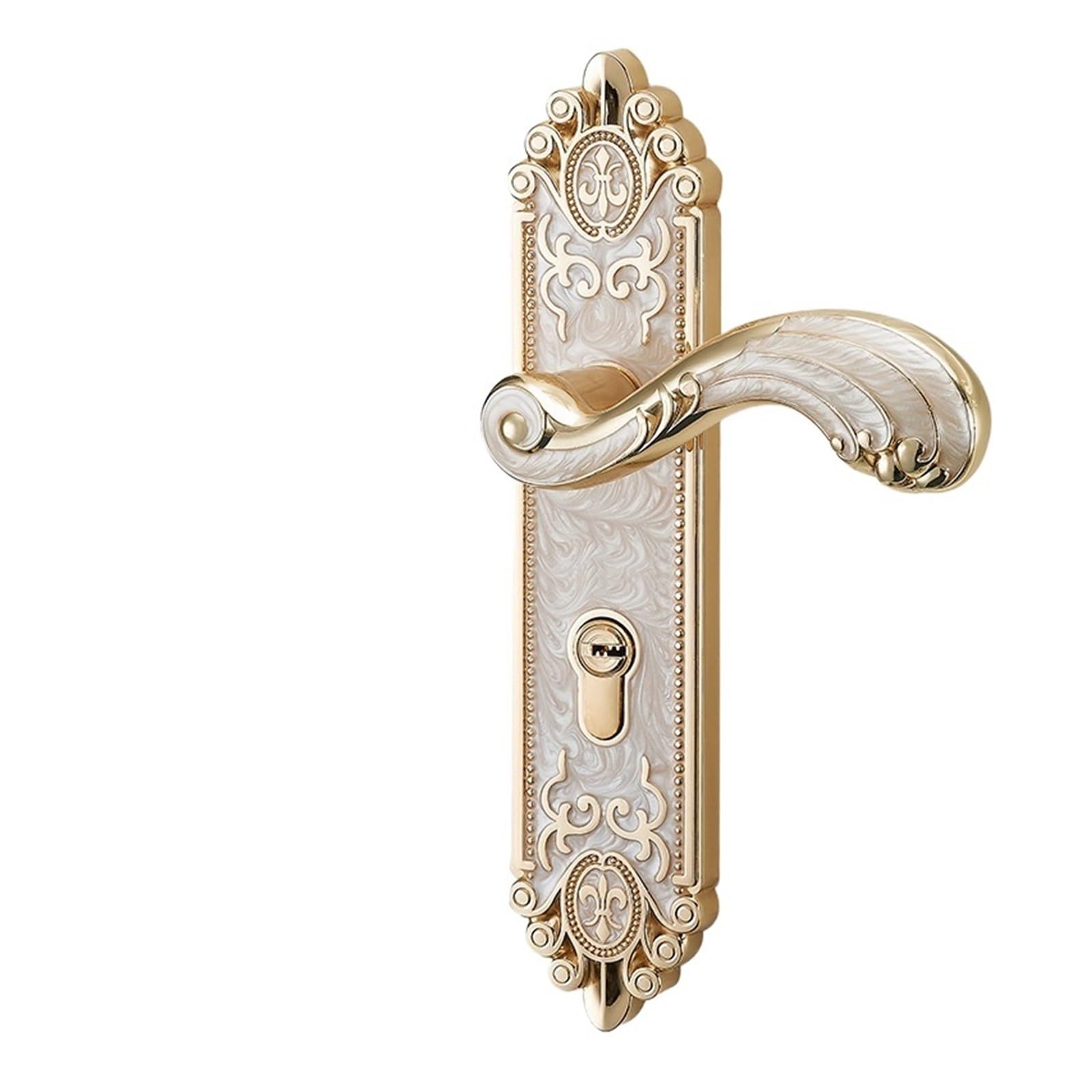Serrure de porte intérieure en bois beige avec poignée mécanique réversible