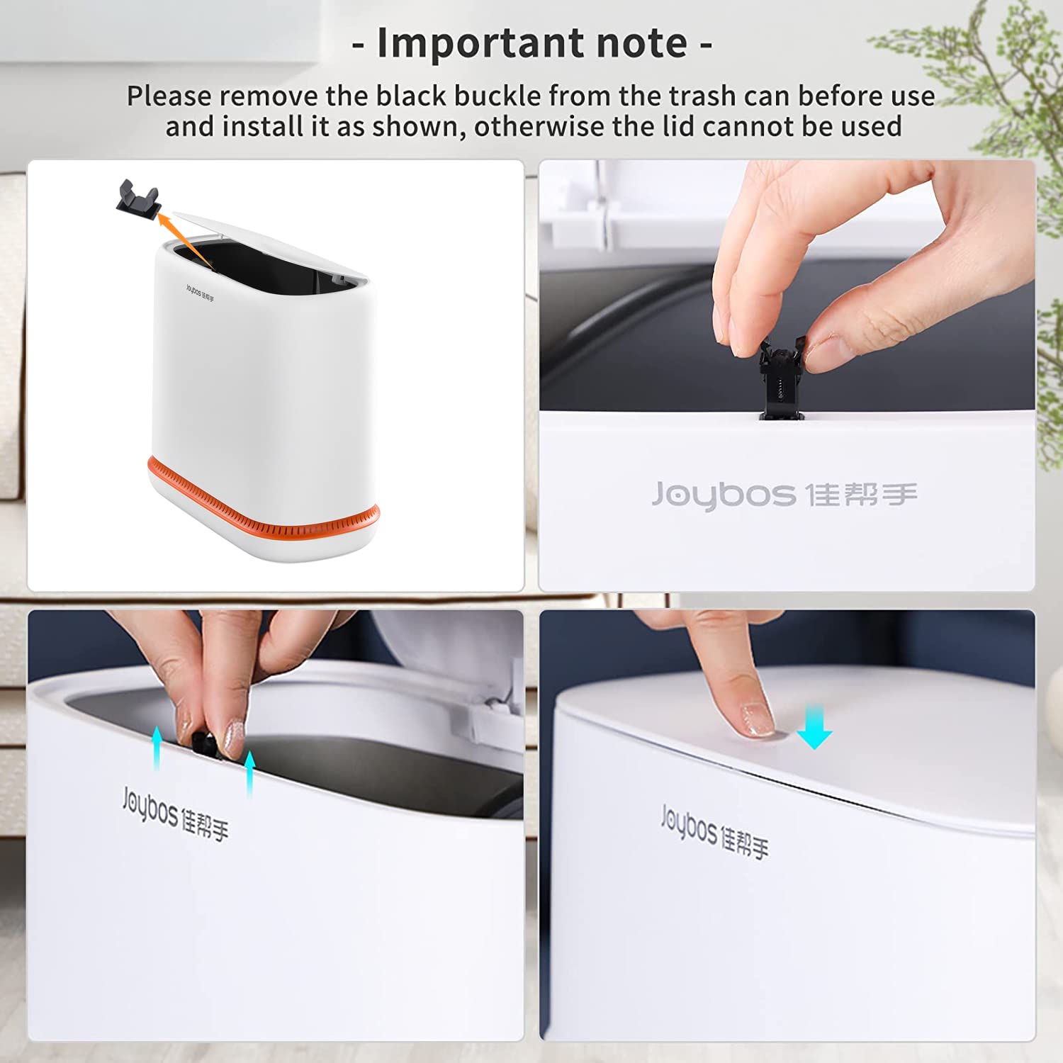 Buy JOYBOS Adsorption Bathroom Trash Can with Lids,Kitchen Wastebasket with Press Type Lid,15L