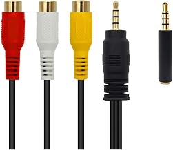 QiCheng&LYS Audio Jack Cable Adapter, 3.5mm Male Plug to RCA Female Stereo Audio Video AUX Cable for MP3/PC (25CM)