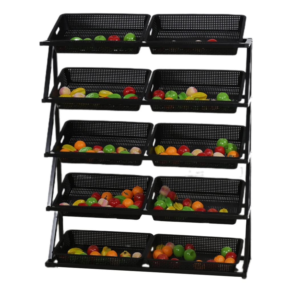 METTEOR Snack Storage Rack,4-5 tier Vegetable Rack Fruit Storage Cart with 8-10 Basket Metal Organizer Stand Rack for Bathroom Kitchen Pantry (A 125 * 35 * 140cm)