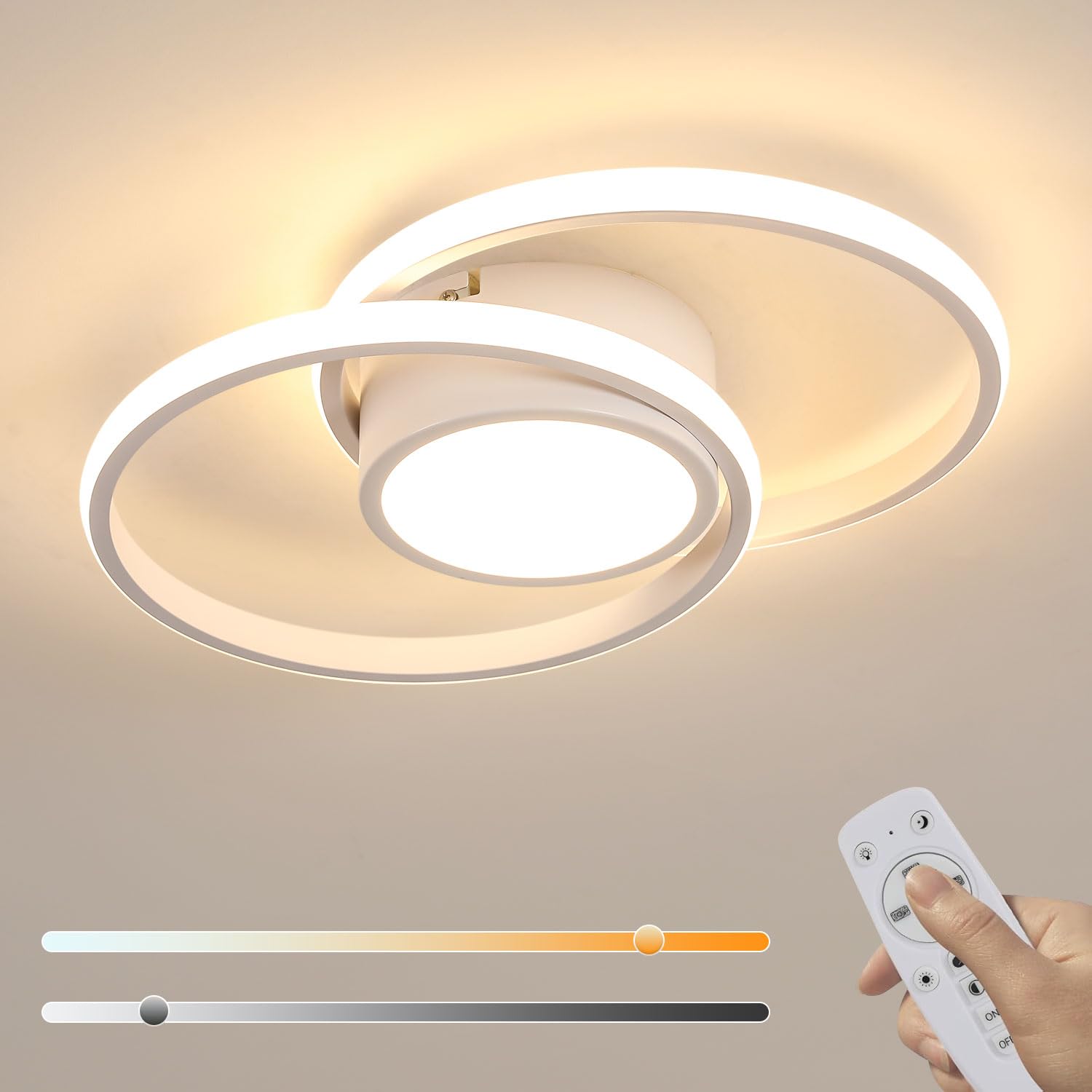 Comely LED Ceiling Lights, Modern LED Ceiling Lights 32W 2350LM, Warm White 3000K, Round Ceiling Lighting for Bedroom Hallway Balcony Corridor (Dia 28cm) (【White】 Dimmable 3000K-6500K, 40cm)