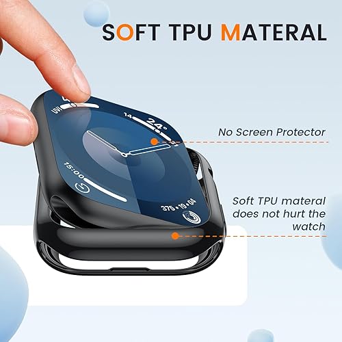 Miniatura 7 de Goton - Funda compatible con Apple Watch Series 7 2021 (sin protector de pantalla), cubierta de borde de TPU suave, accesorios de parachoques para