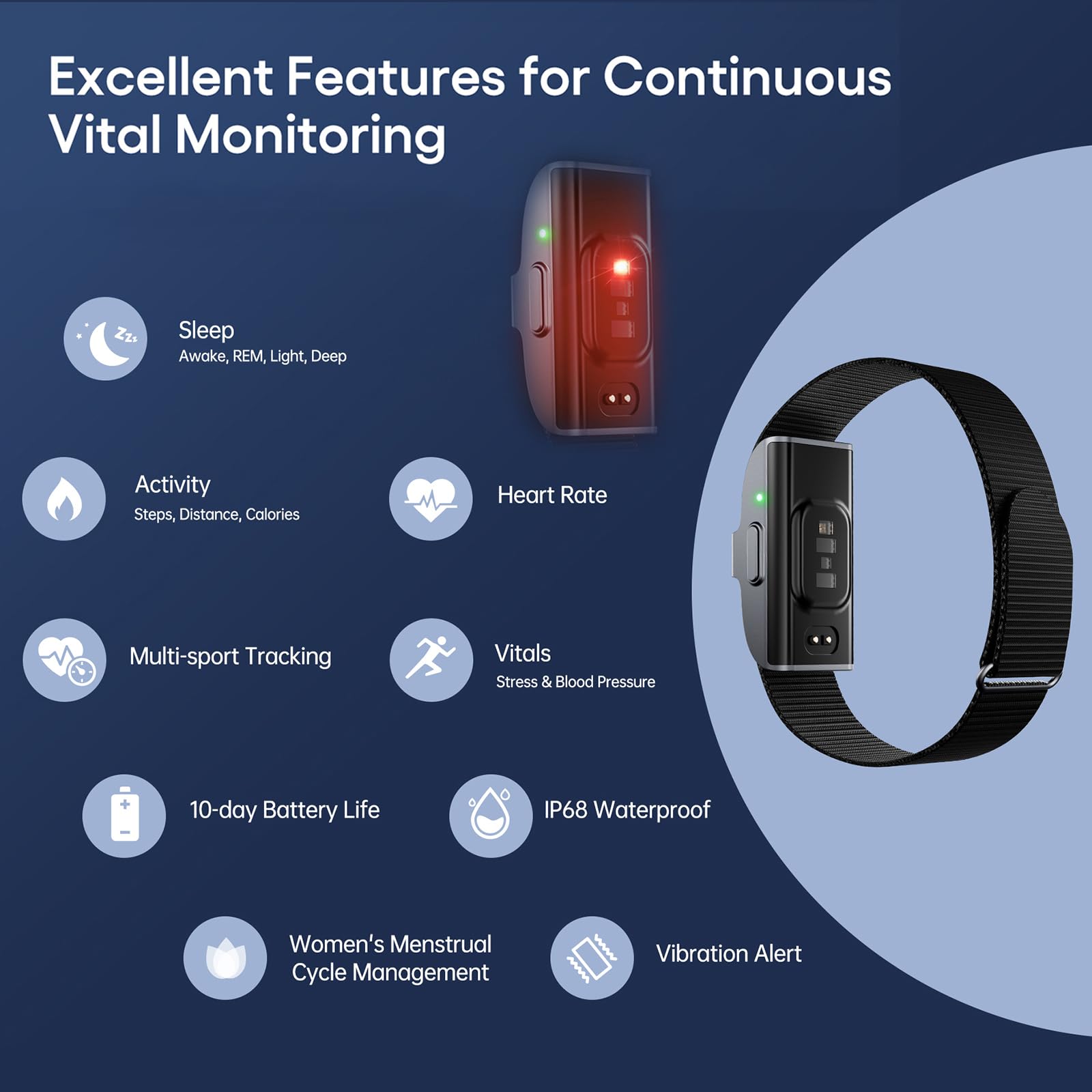 findtime Fitness Tracker Podómetro pulsera sin pantalla, monitor de frecuencia cardíaca, presión arterial, monitor de sueño, 50+ modos deportivos, contador de calorías, IP68, resistente al agua, reloj