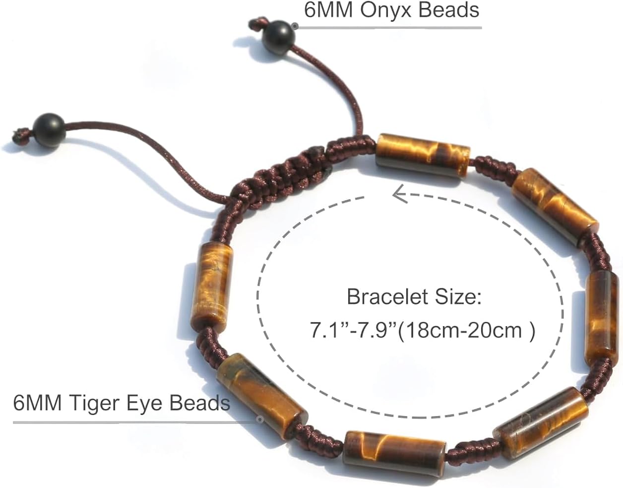 Protection Tigers Eye Crystal Bracelet for Men - Healing Crystal Tiger Eye Gemstone Bead Mens Bracelet 6mm, Premium Cylindrical Stone Beads Bracelets Crystals Jewelry Birthday Gifts for Him - Image 4