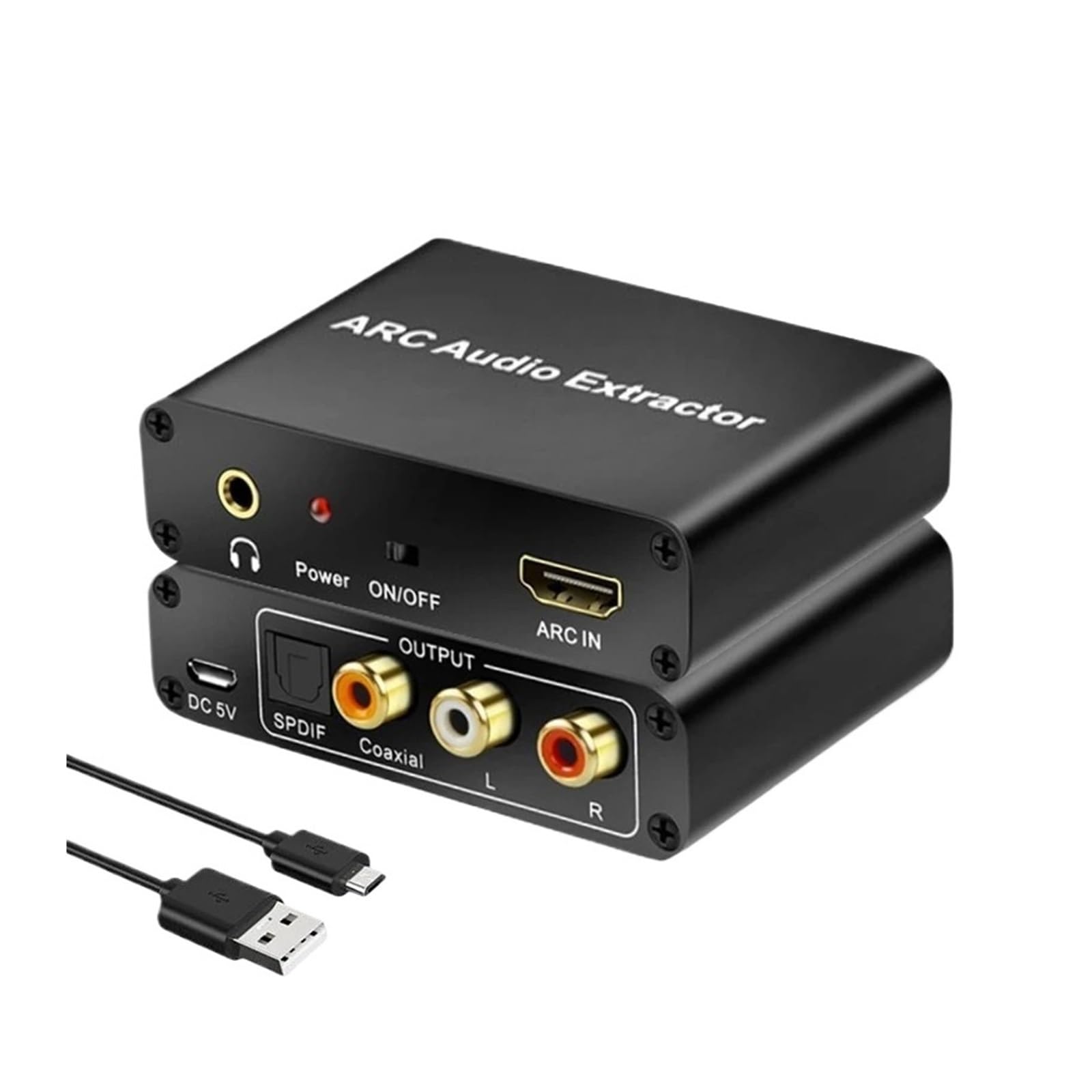 Extractor de Adaptador Audio ARC HDMI 192KHz, convertidor Digital a analógico, DAC SPDIF Coaxial RCA, salida Jack 3,5mm for Monitor TV