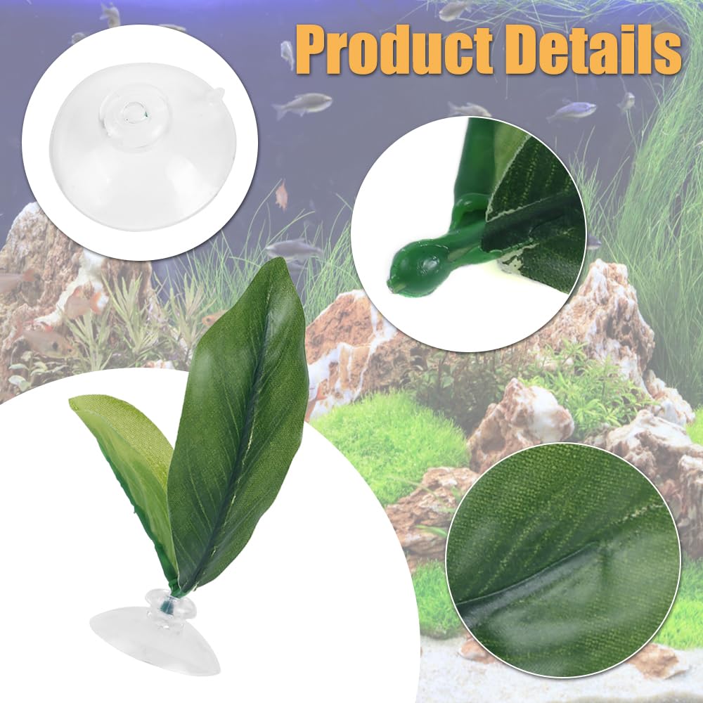 MiOYOOW Feuille Lit Betta, Coussin Feuilles Plantes d'aquarium avec Ventouse Décorations Feuilles Plantes d'aquarium pour Simuler l'habitat de Repos des Poissons