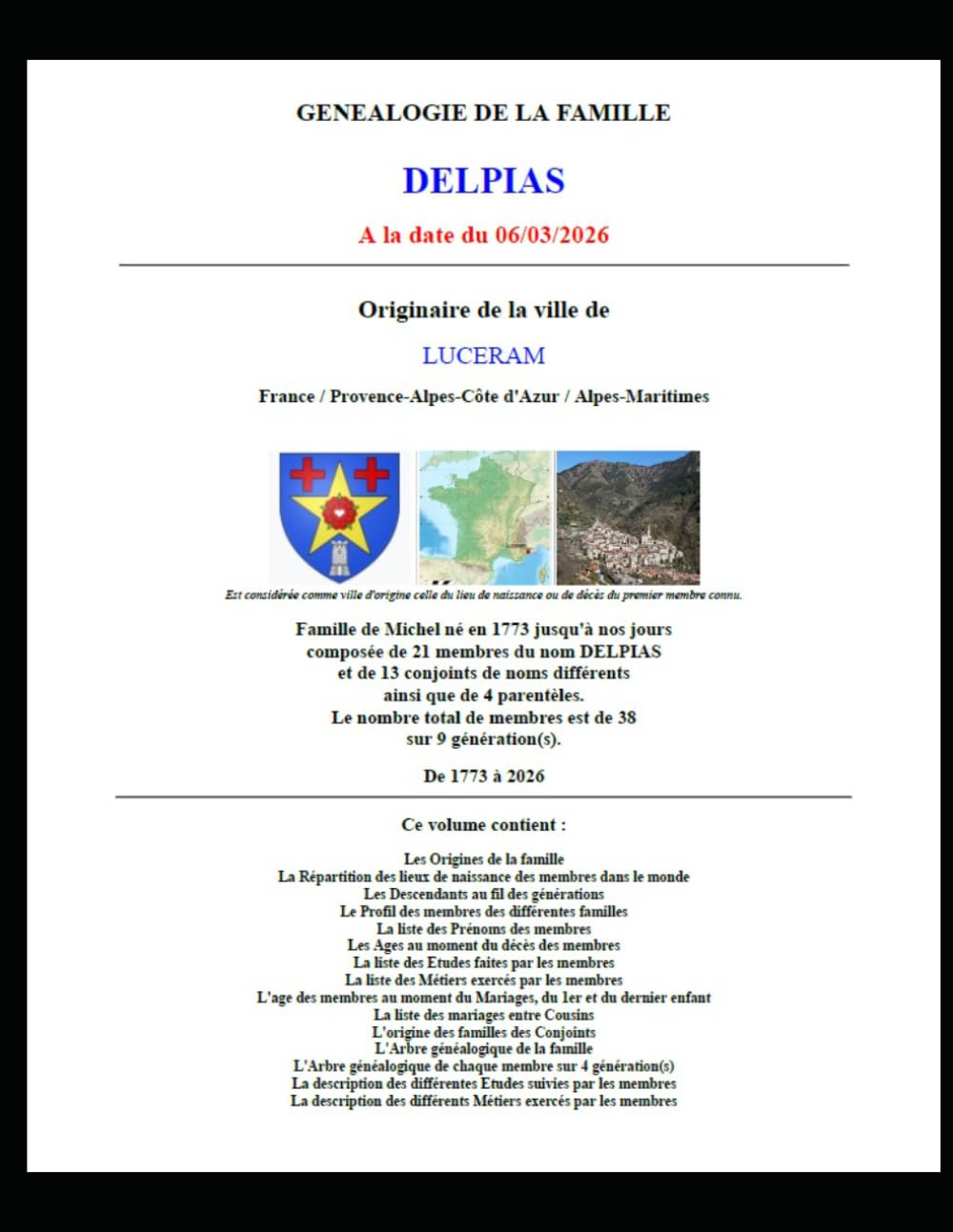 Généalogie de la famille Delpias originaire de Lucéram