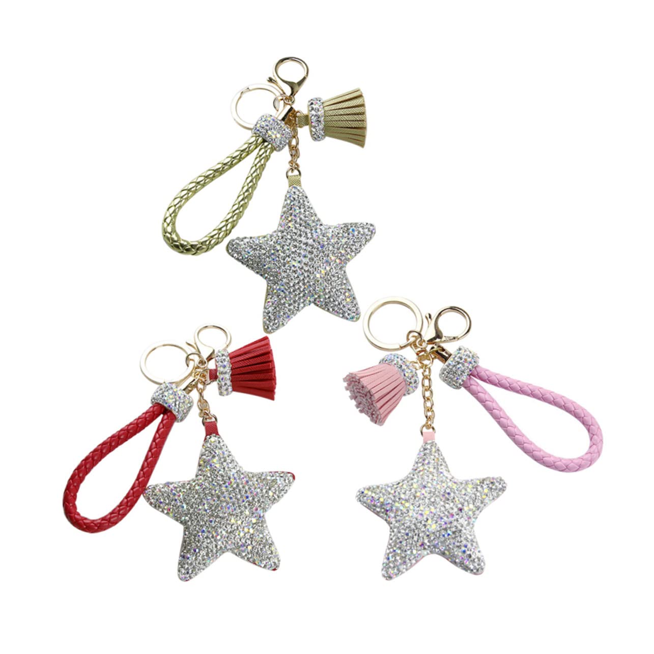 GALPADA 2 Uds Accesorios Colgantes De Cristal Para Coche Llaveros De Mochila Para Niñas Llavero De Cartera s De Estrella De Diamantes De Imitación Hecho A