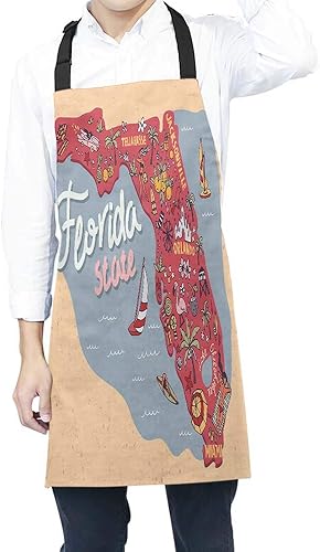 Miniatura 2 de HOSNYE Delantales de cocina, delantales de cocina con cuerdas, para mujeres, hombres, baberos ajustables para el hogar, tamaño adulto, Multi-791