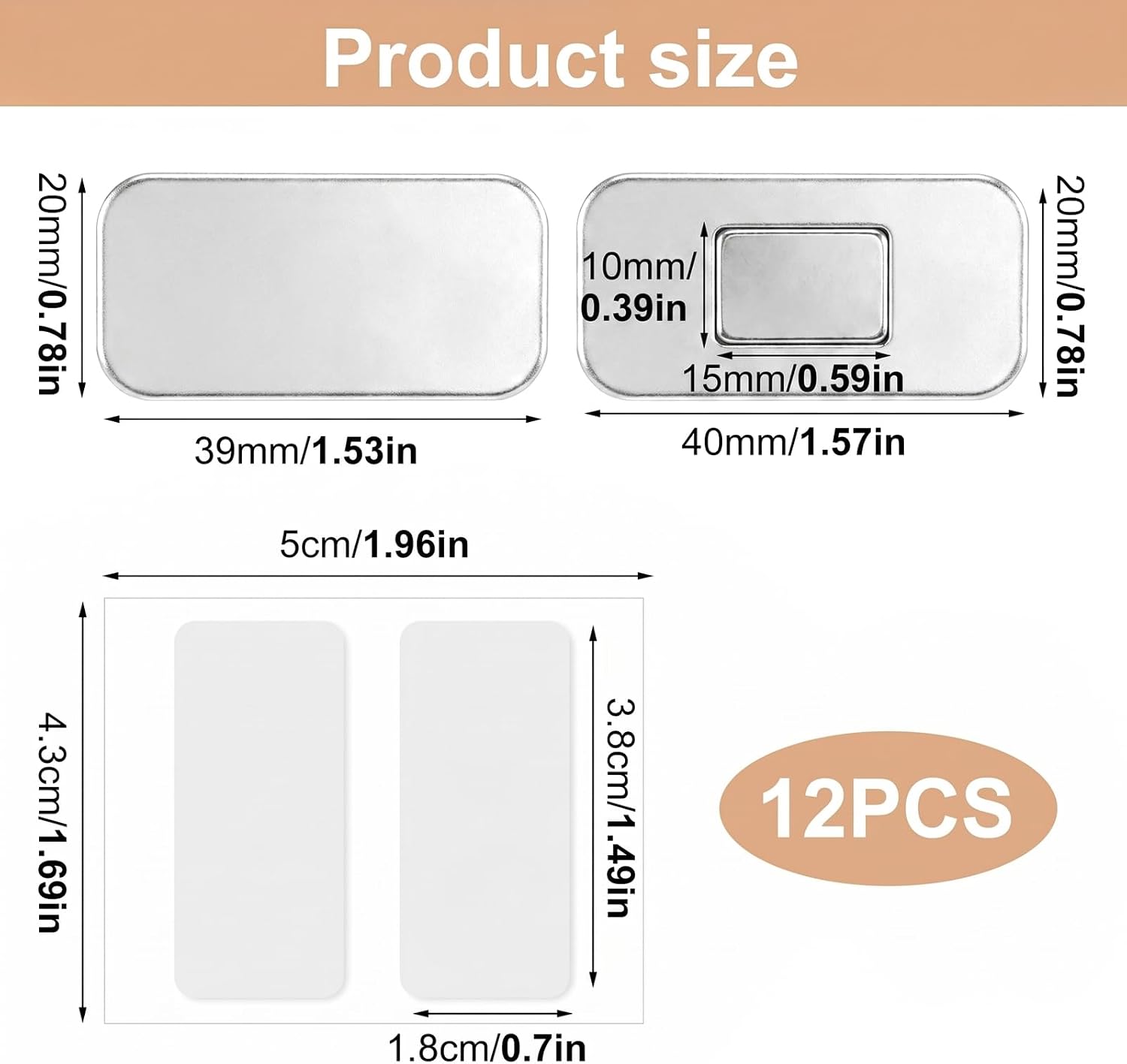12 Pack Magnetic Cabinet Door Catch, Ultra Thin Adhesive Stainless Steel Drawer Magnets with Double Sided Tape, No Drill Easy Install for Kitchen, Closet & RV Doors Closure(White)