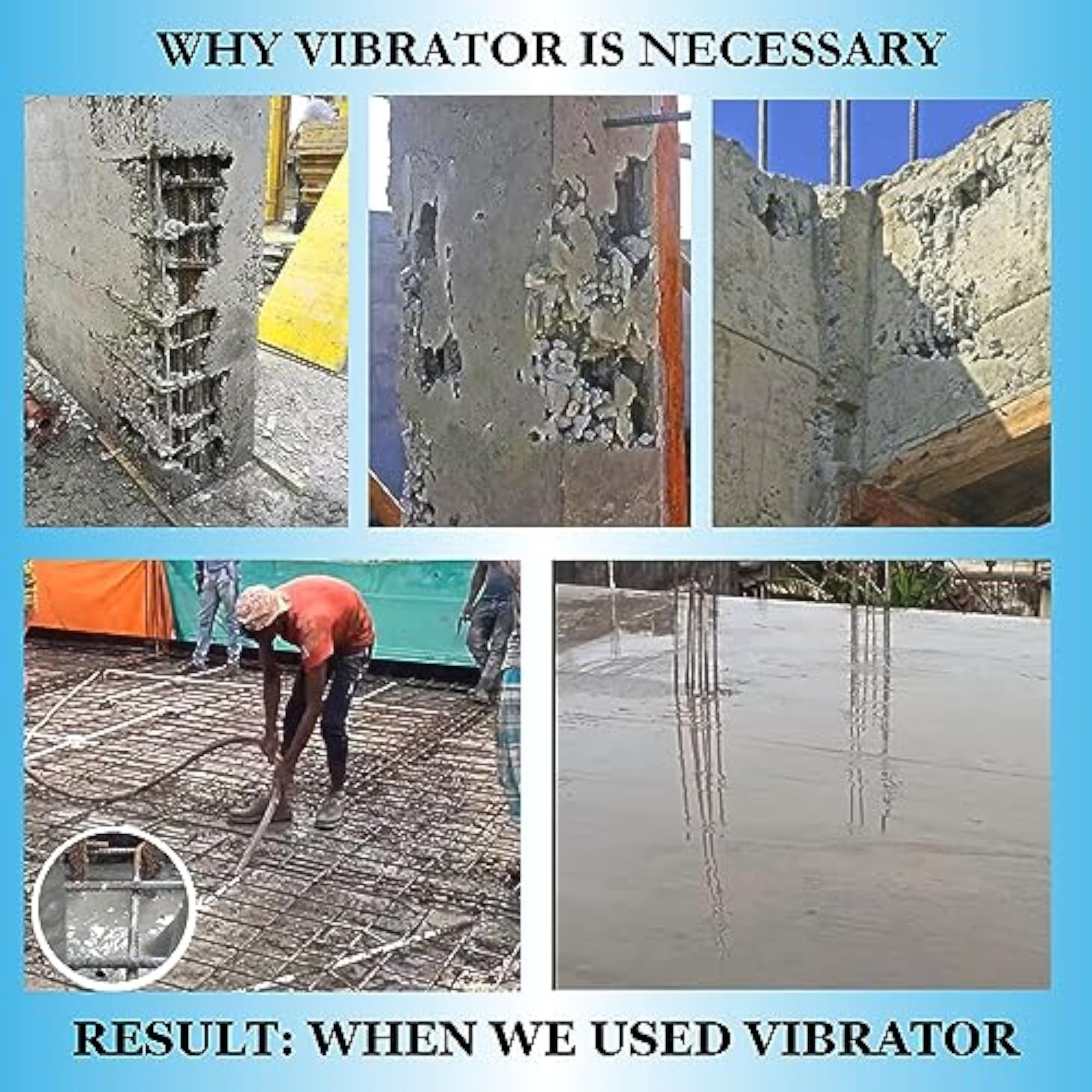 1250-WATT Concrete Vibrator Machine