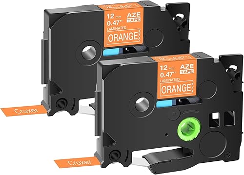 Juego de 2 cintas de etiquetas de repuesto Cruxer para Brother TZe-635 TZ-635 laminadas de 0.47 pulgadas, color blanco sobre naranja, compatible con
