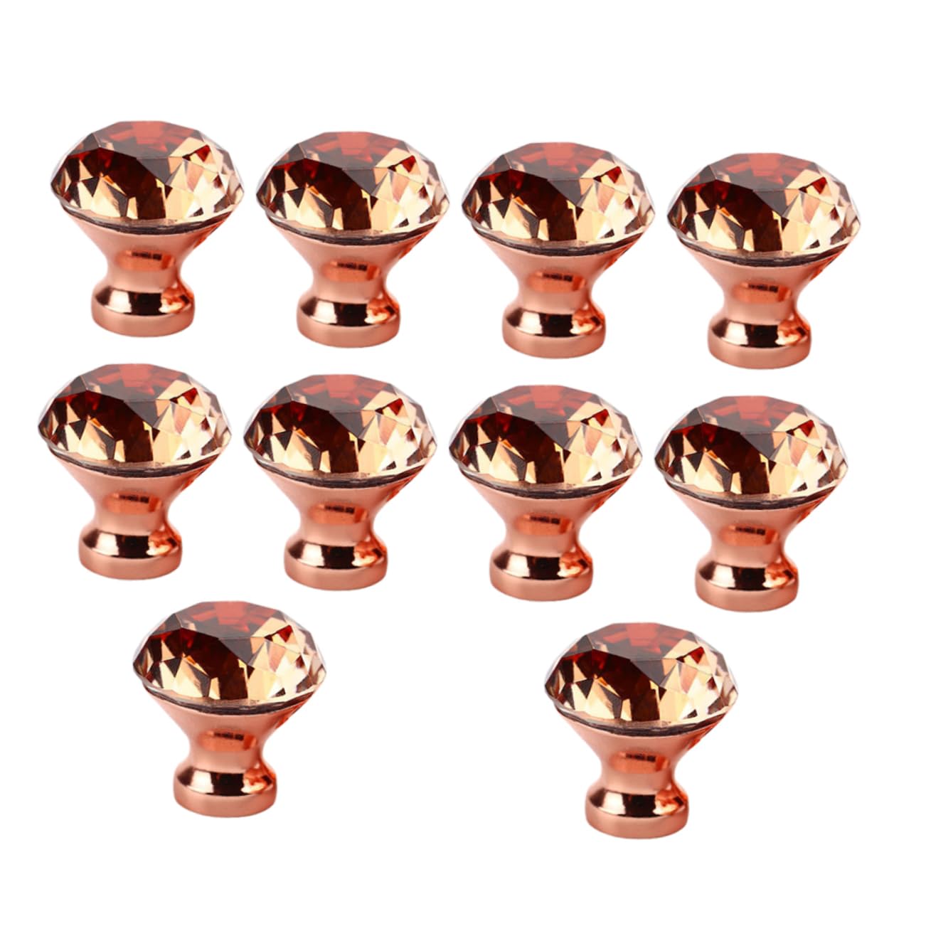 Boutons de tiroir en verre cristal diamant rose x10