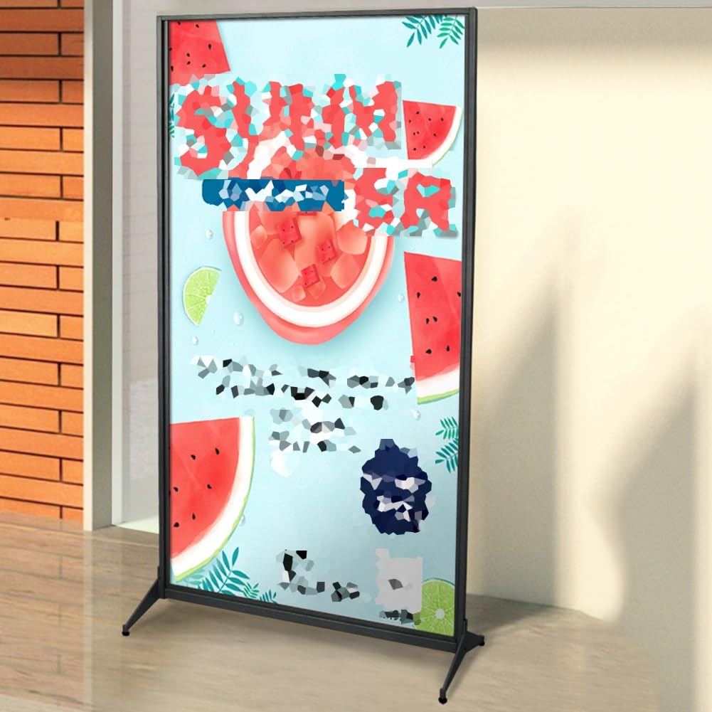Soporte metálico de pie para Carteles publicitarios, Ideal para centros comerciales, ferias comerciales y exhibidores publicitarios en supermercados.