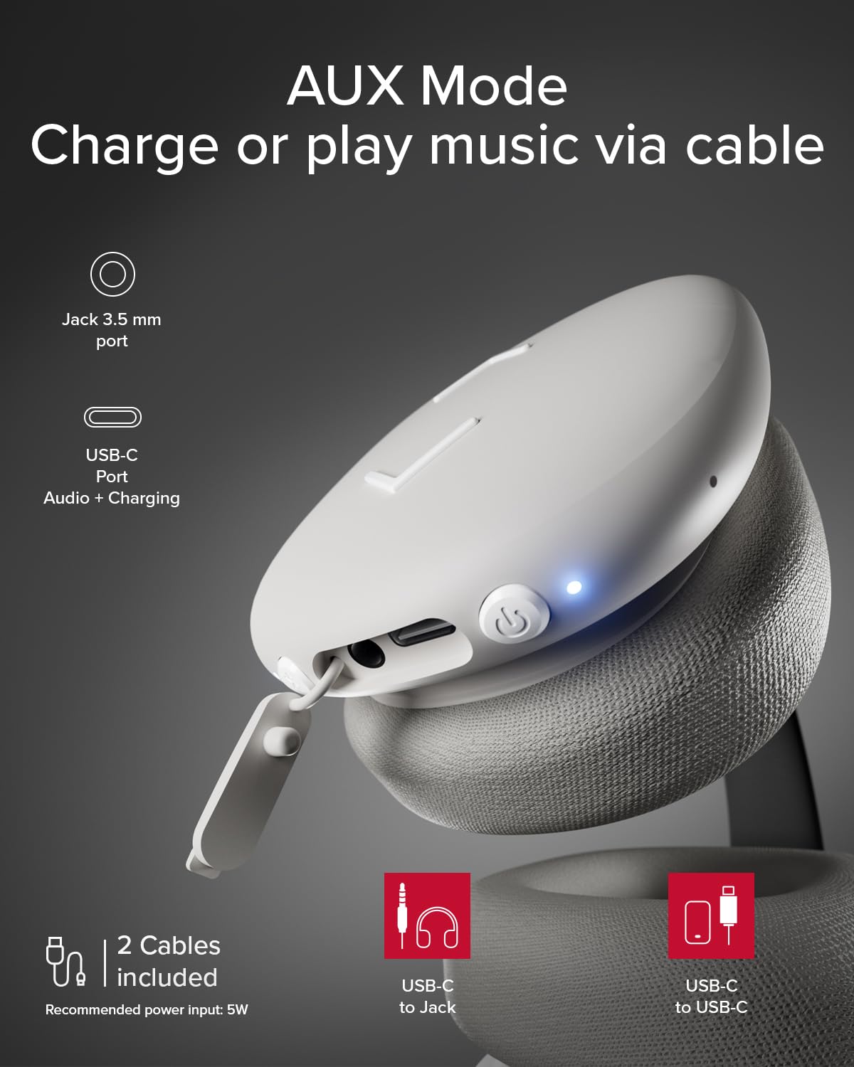 JAZ Pure Wave Bezprzewodowe Słuchawki Gamingowe On-Ear z Niskim Opóźnieniem, Mikrofon i Sterowanie, Jack 3.5 mm, do Smartfonów, Tabletów i Laptopów, do 50h Odtwarzania