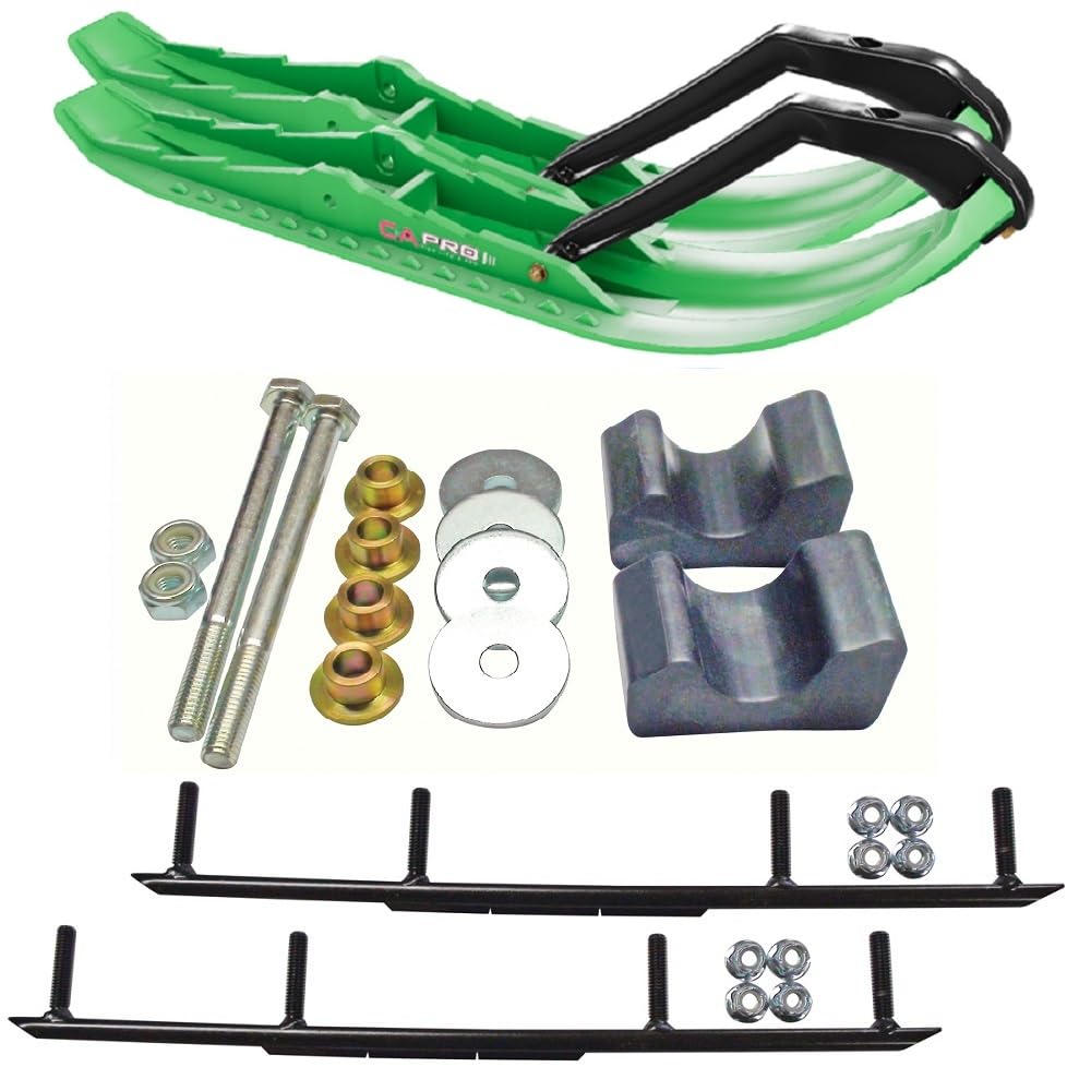 C&A Pro Green TMX Snowmobile Skis w/ 4