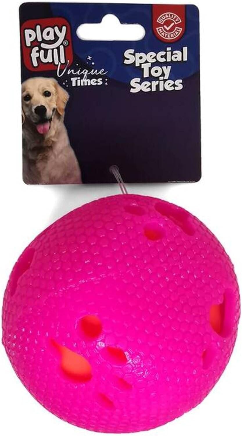 Playfull Öten Pati Desenli Plastik Top Köpek Oyuncağı 7,5 Cm Beyaz