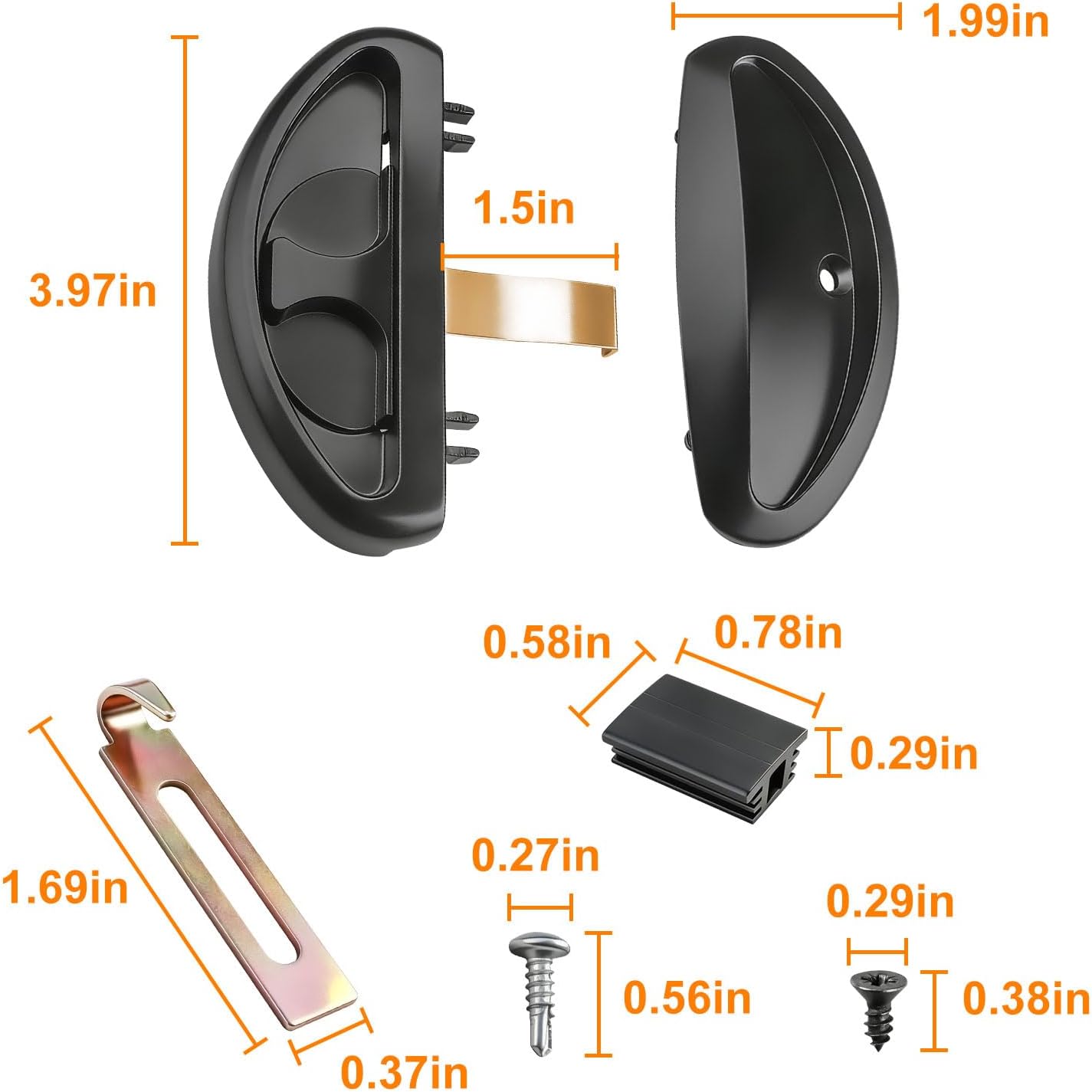 Replacement Screen Door Handle for CRL A255, A255 Sliding Screen Door Latch and Pull for Patio Doors/Balcony Screen Doors Black