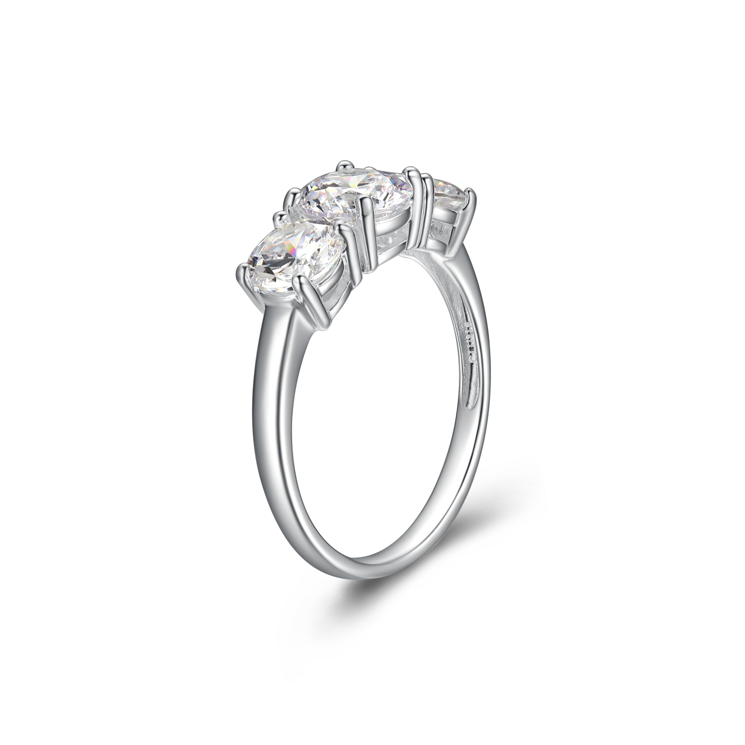 MORGAN & PAIGE .925 Sterling Silver Engagement Rings for Women - Promise Ring Prong-Set Three Stone Cubic Zirconia Ring or Genuine Garnet Ring, Wedding Bands for Women Sterling Silver Rings Size 5-9